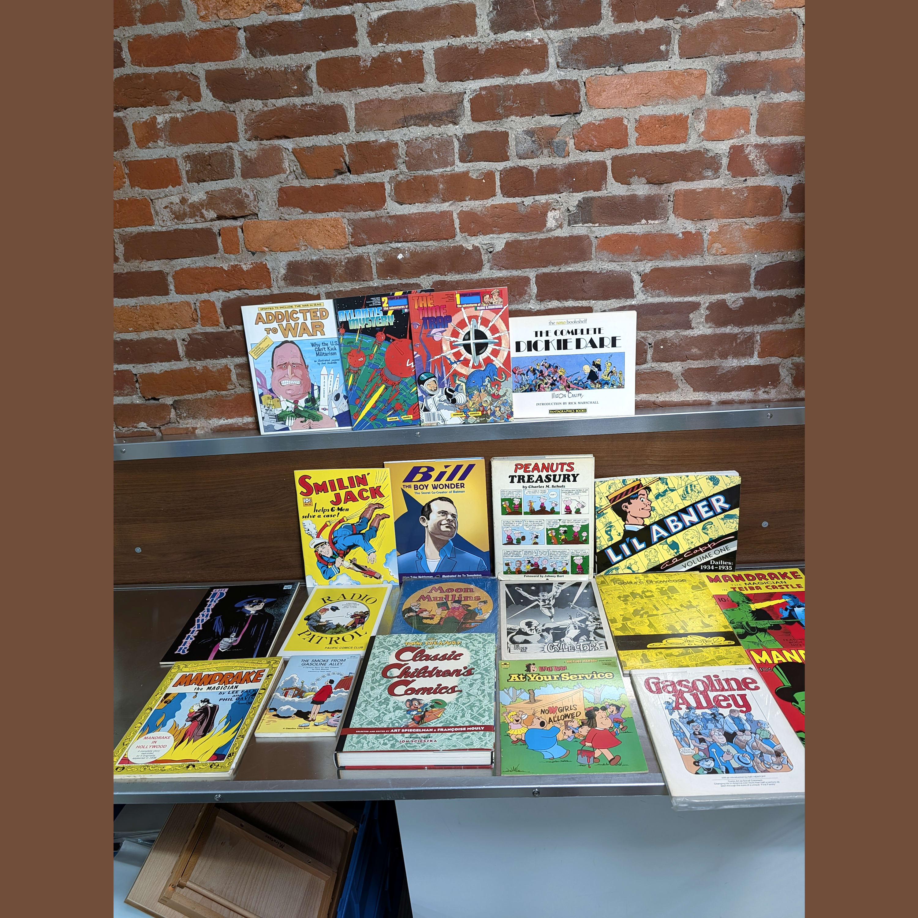 Vintage Comic Graphic Novel Lot:Peanuts+Lil Abner+Mandrake+Gasoline Alley+Bill