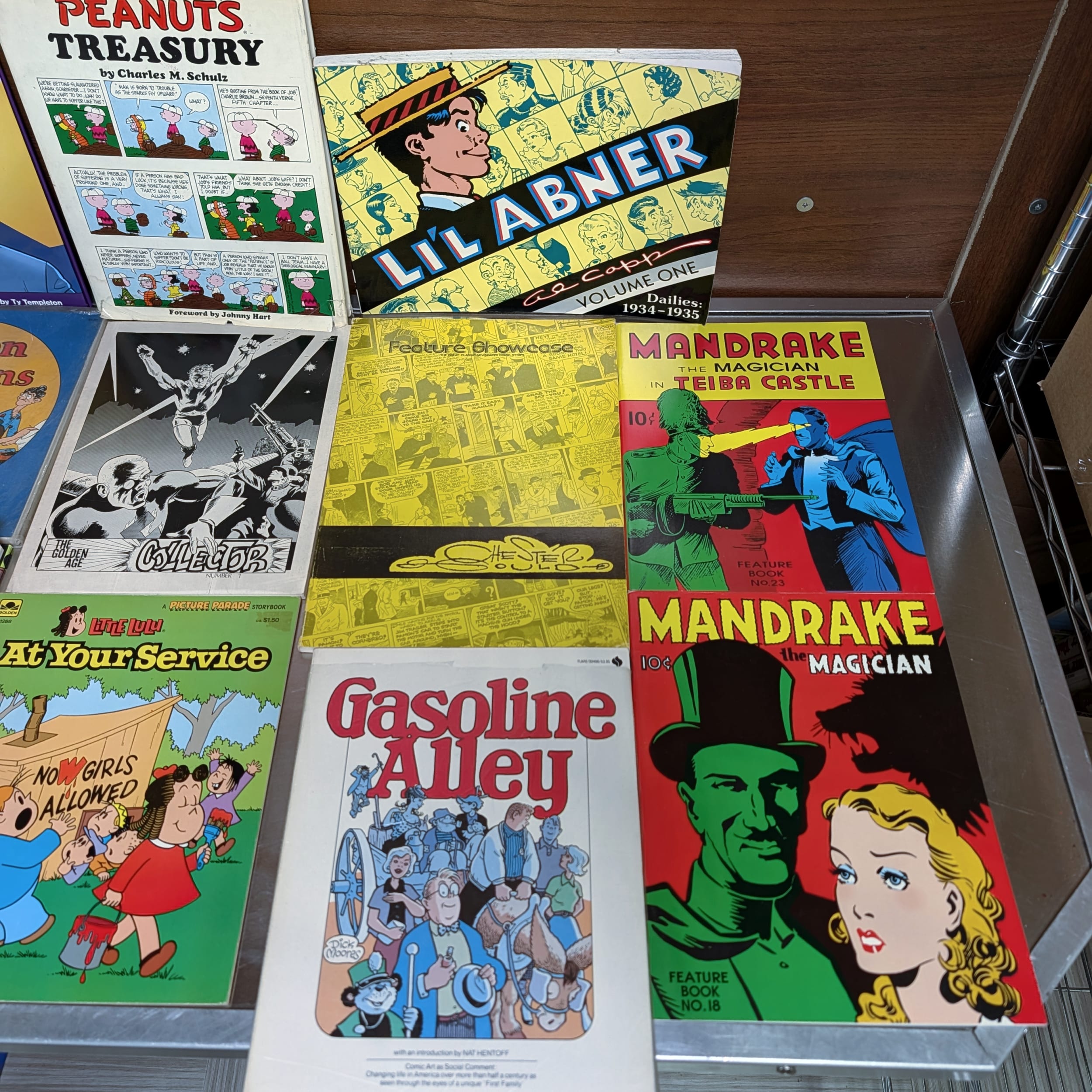 Vintage Comic Graphic Novel Lot:Peanuts+Lil Abner+Mandrake+Gasoline Alley+Bill