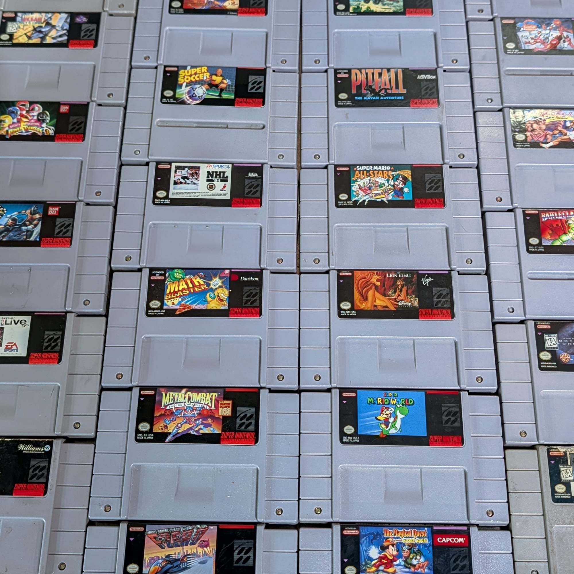 SNES Super Nintendo 29 Game Lot+Mario World+All-Stars+MK3+SF2 Turbo+Doom