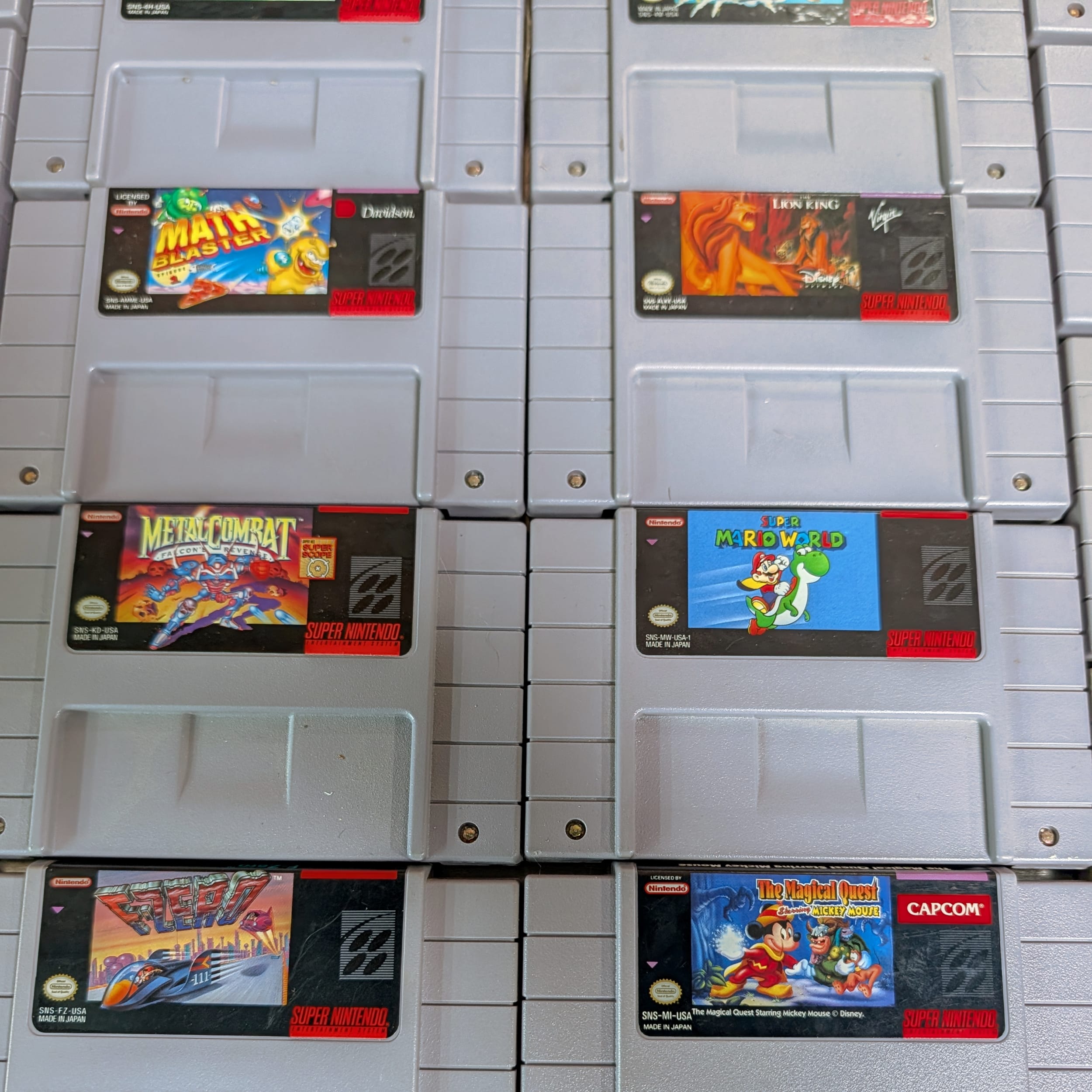SNES Super Nintendo 29 Game Lot+Mario World+All-Stars+MK3+SF2 Turbo+Doom