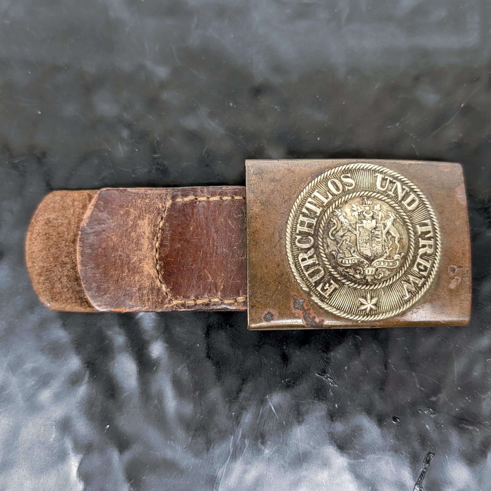German Wurttemburg Furchtlos Und Trew Belt Buckle Early 1870 WWI WWII Old