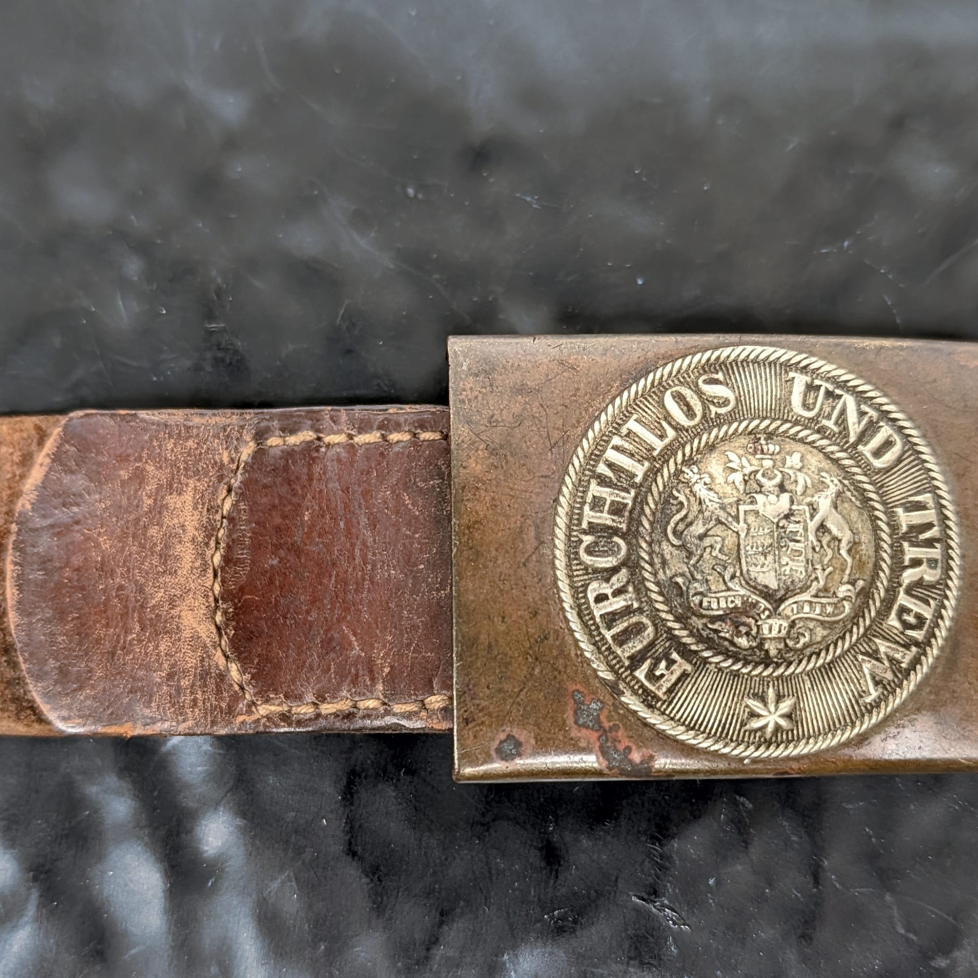 German Wurttemburg Furchtlos Und Trew Belt Buckle Early 1870 WWI WWII Old