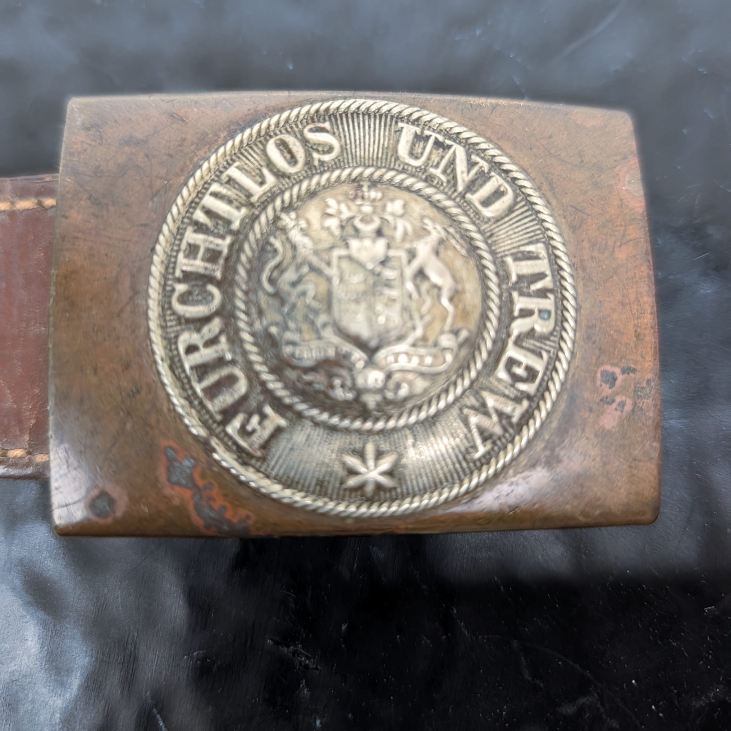 German Wurttemburg Furchtlos Und Trew Belt Buckle Early 1870 WWI WWII Old