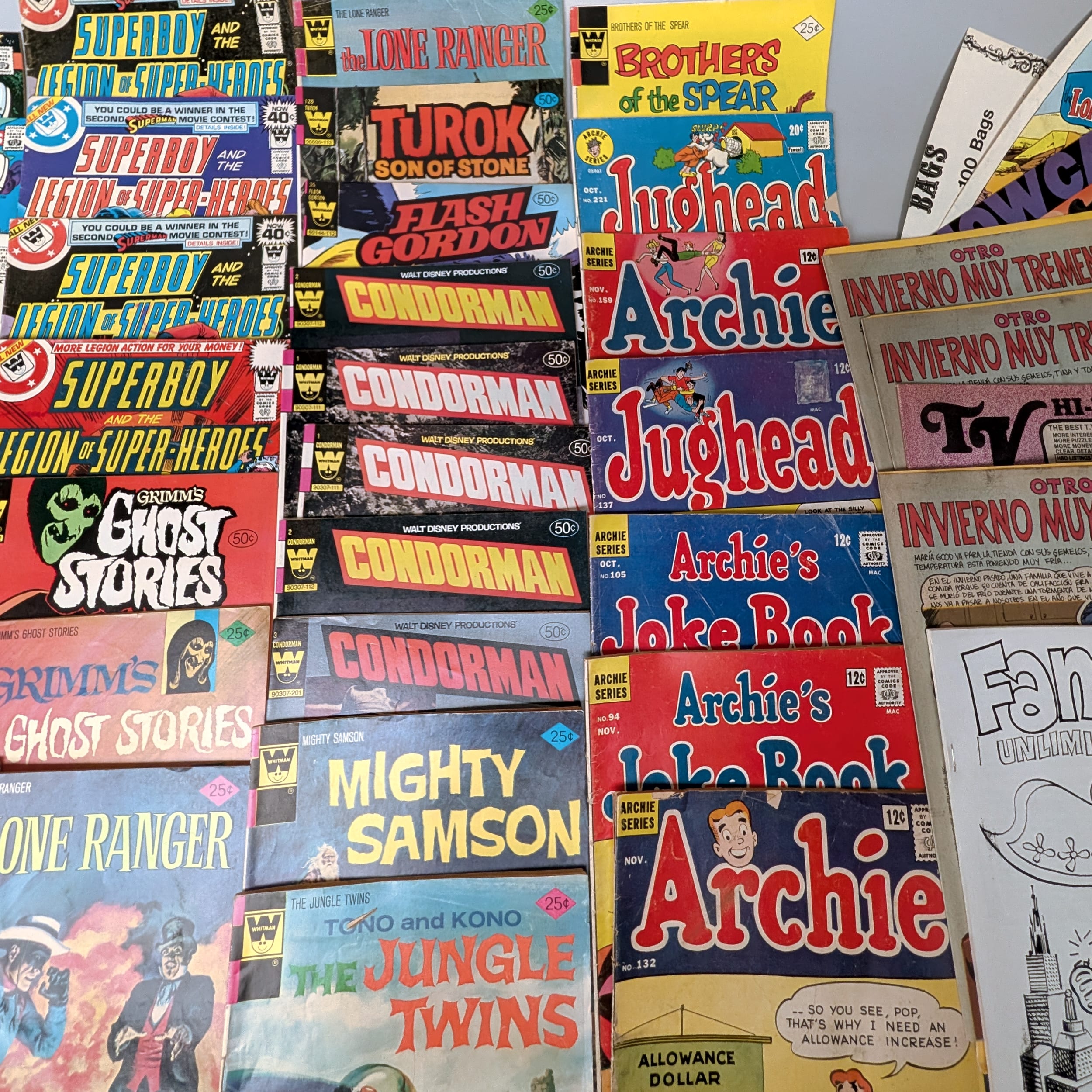 Comic Book Lot Vintage DC+Marvel+Archie+Spider-Man+Action+Popeye+Lone Ranger
