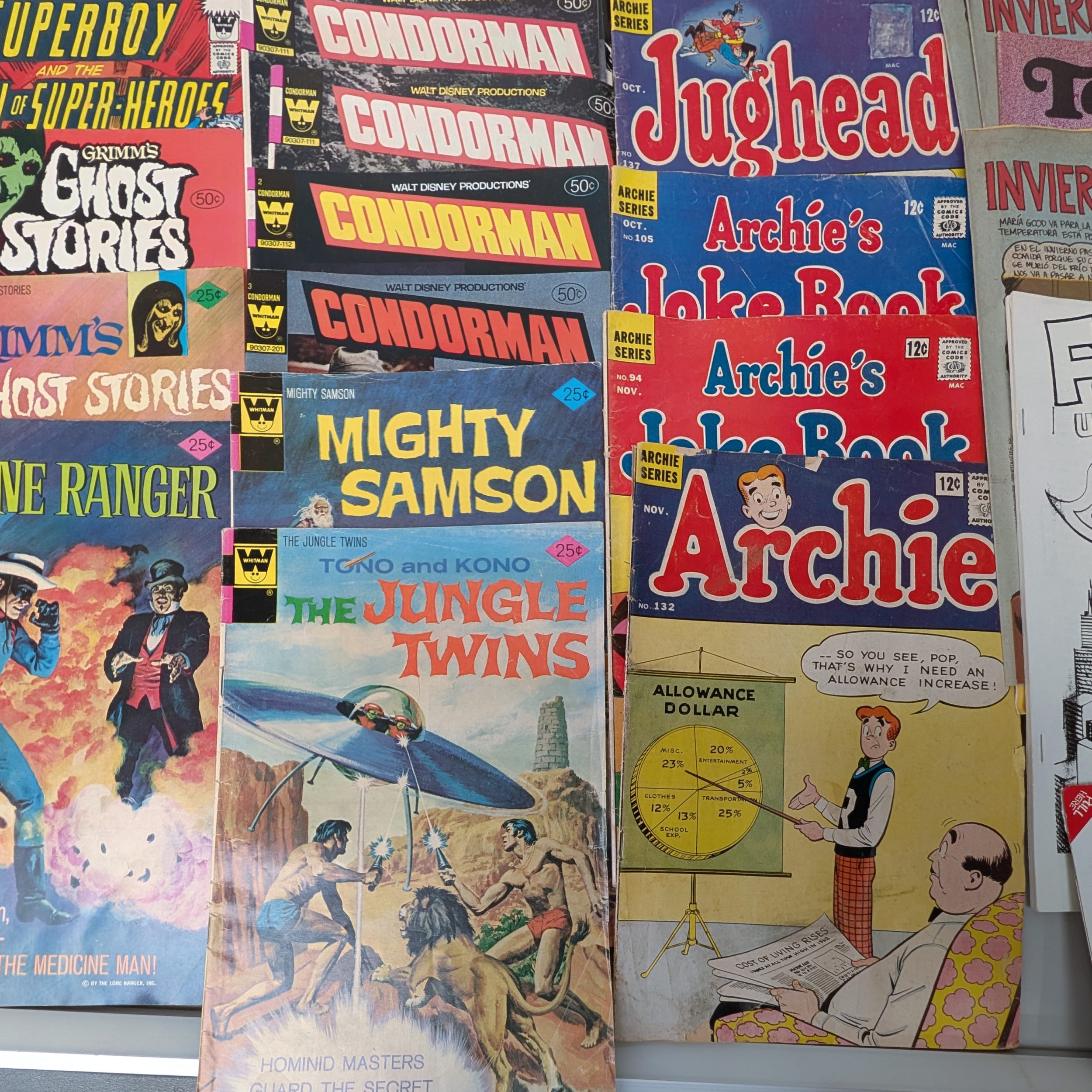 Comic Book Lot Vintage DC+Marvel+Archie+Spider-Man+Action+Popeye+Lone Ranger