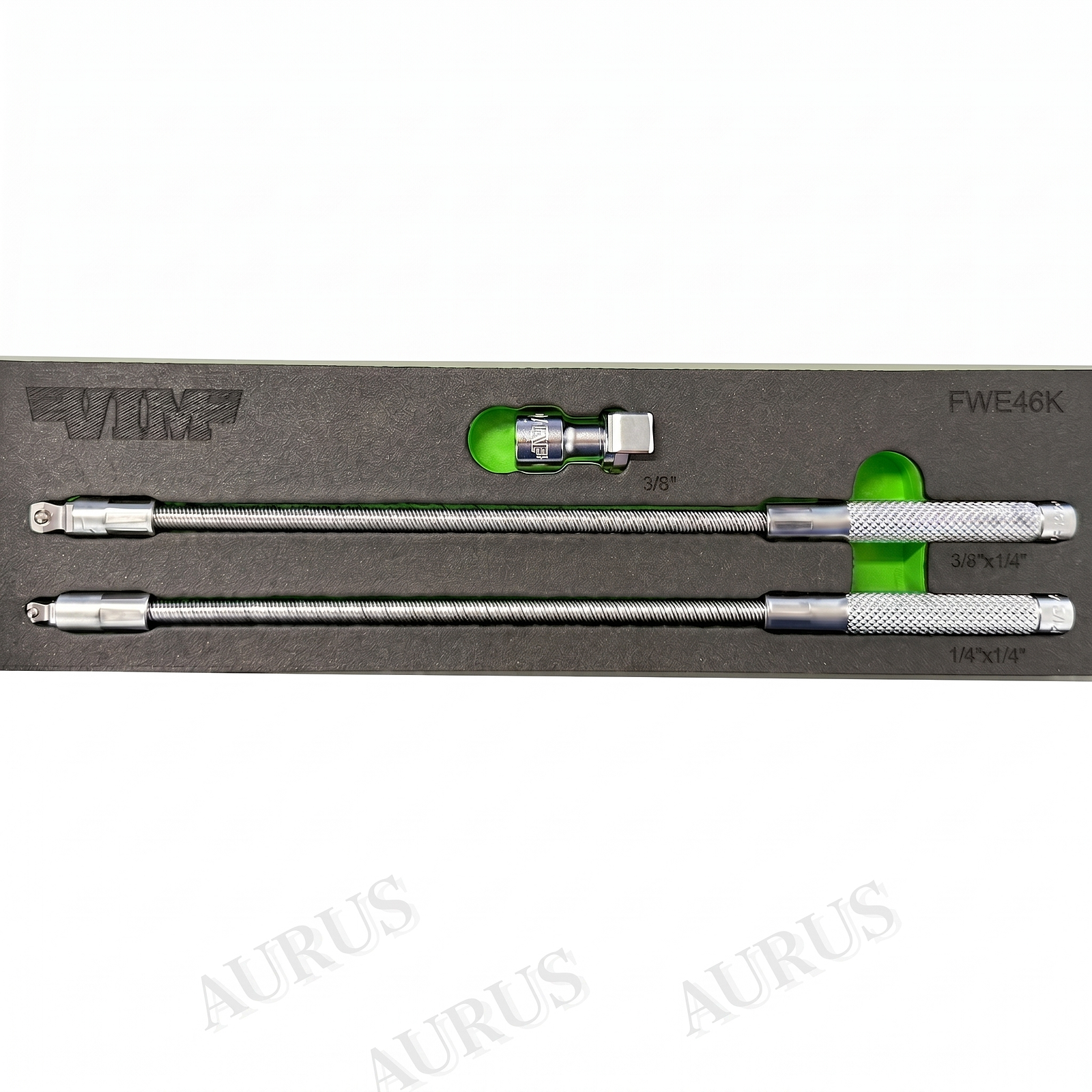 Vim Tools 3-Piece Flex Wobble Socket Extension Kit, 1/4 & 3/8 In Drive