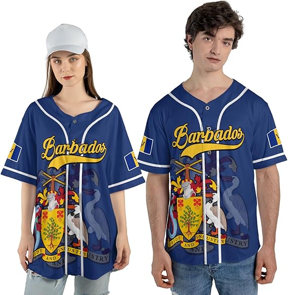 Custom Barbados Baseball Jersey Shirts Barbados Jersey for Men Women Bajan Flag - Picture 4 of 6