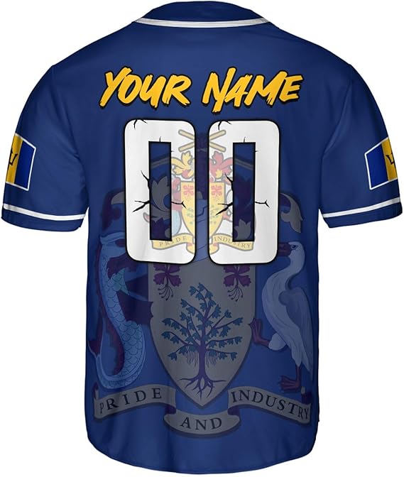 Custom Barbados Baseball Jersey Shirts Barbados Jersey for Men Women Bajan Flag - Picture 3 of 6
