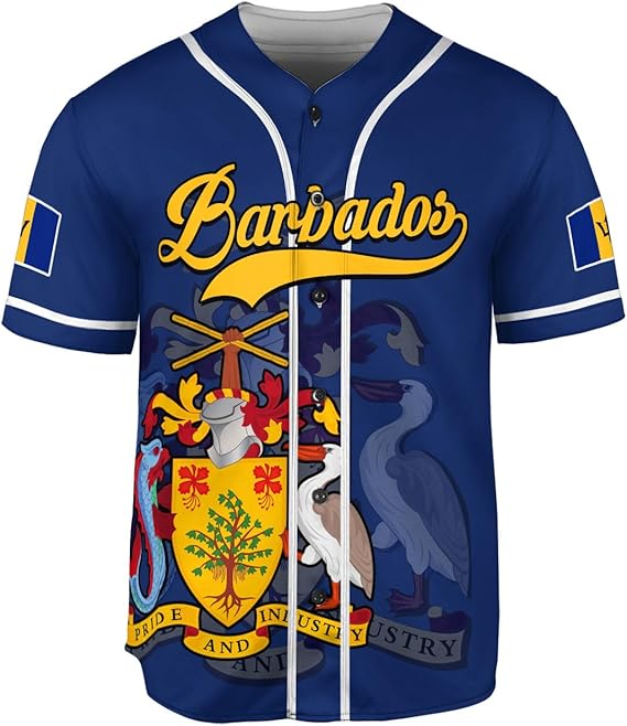 Custom Barbados Baseball Jersey Shirts Barbados Jersey for Men Women Bajan Flag - Picture 2 of 6