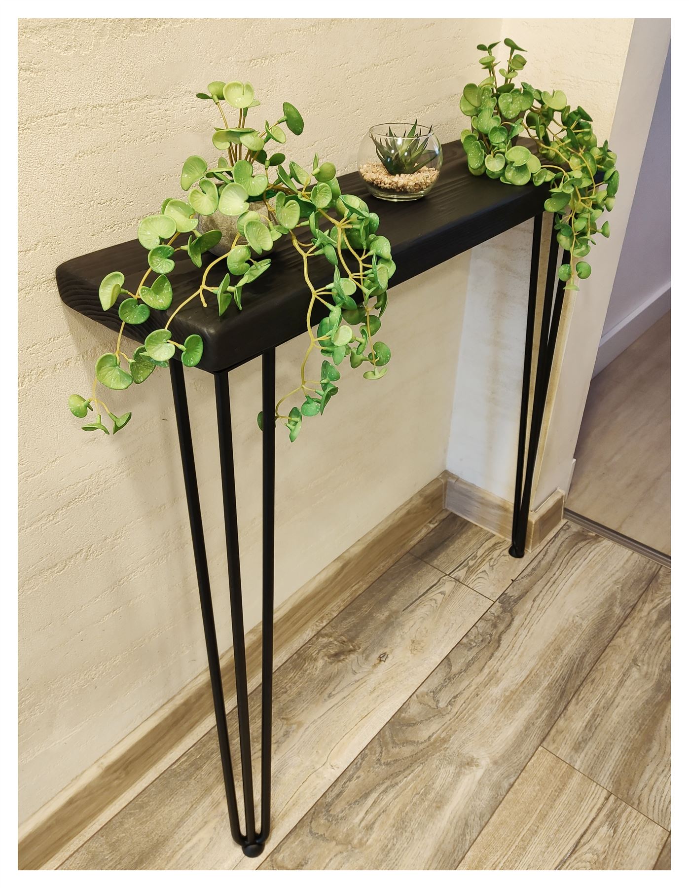 Rustic Console Table Radiator 145mm Hairpin 3R 711mm Black Ash - Picture 22 of 52