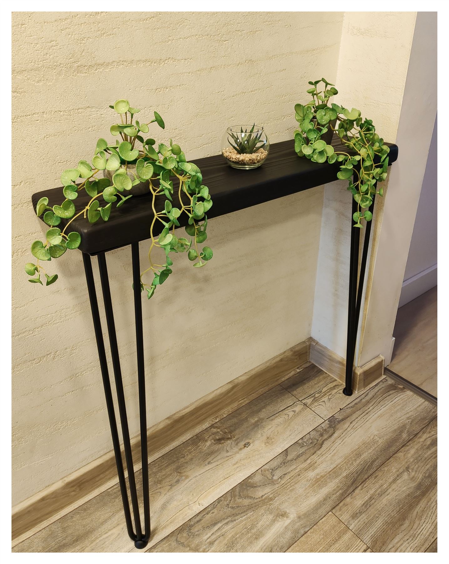 Rustic Console Table Radiator 175mm Hairpin 3R 860mm Black Ash - Picture 41 of 52