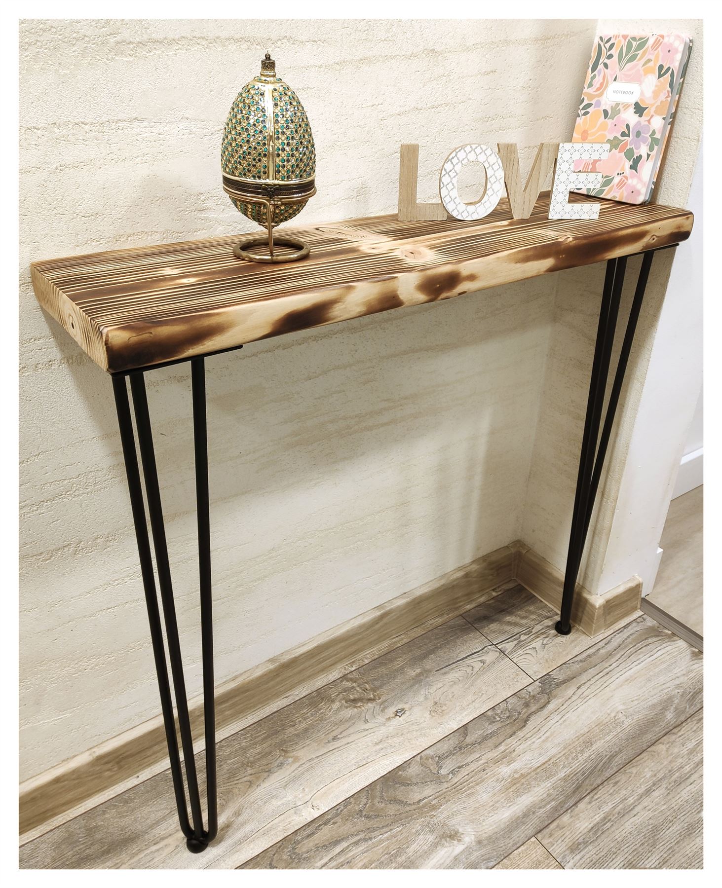 Rustic Console Table Radiator 145mm Hairpin 3R 860mm Burnt - Picture 9 of 52