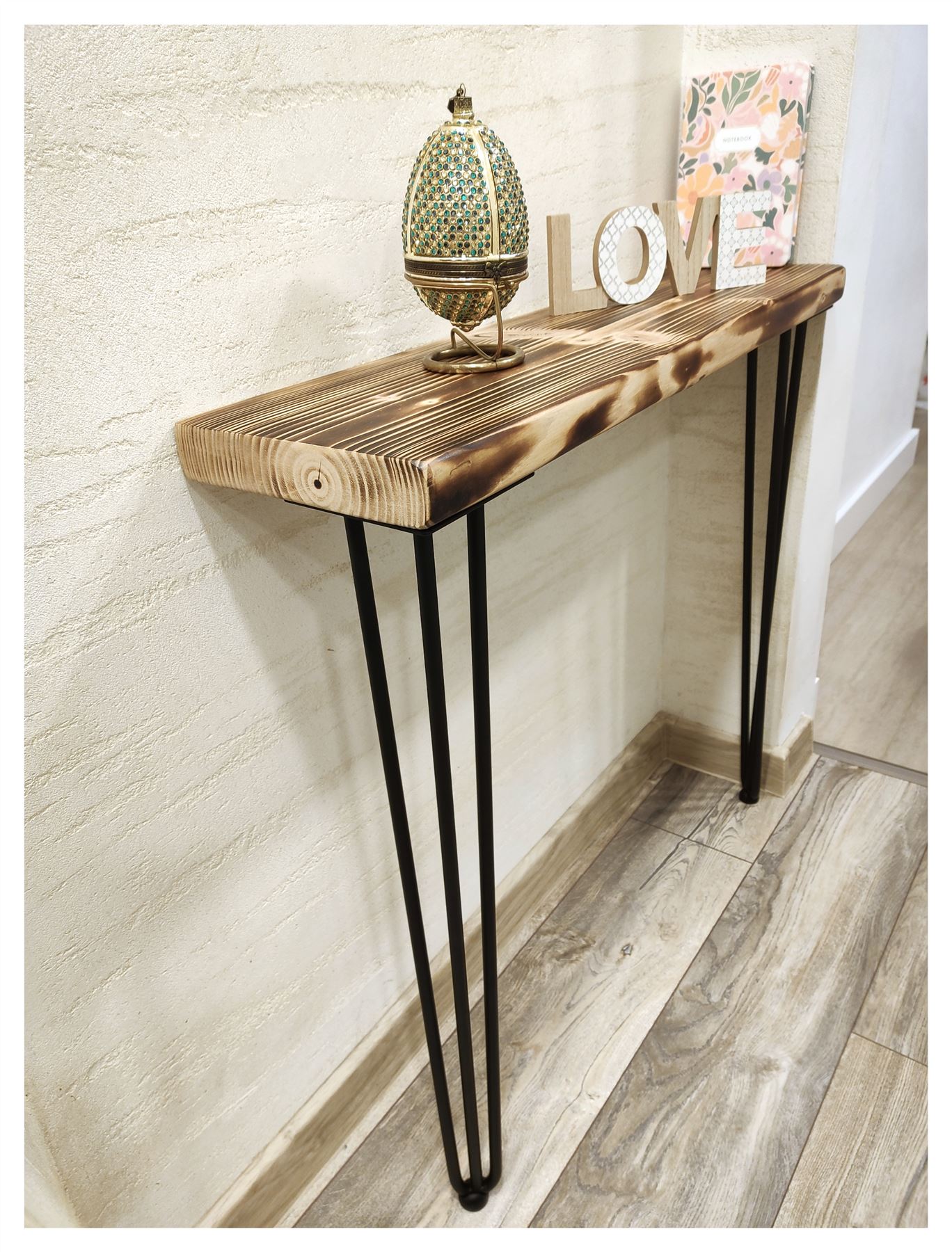 Rustic Console Table Radiator 145mm Hairpin 3R 860mm Burnt - Picture 35 of 52