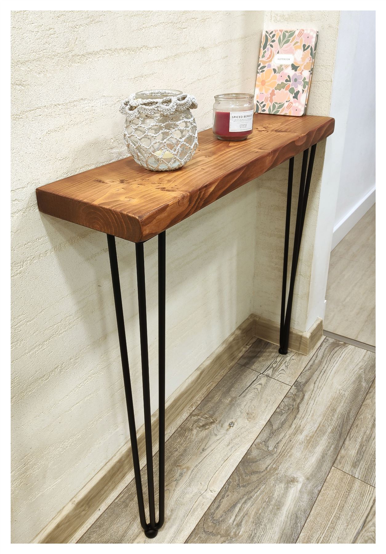 Rustic Console Table Radiator 175mm Hairpin 3R 860mm Teak - Picture 19 of 52
