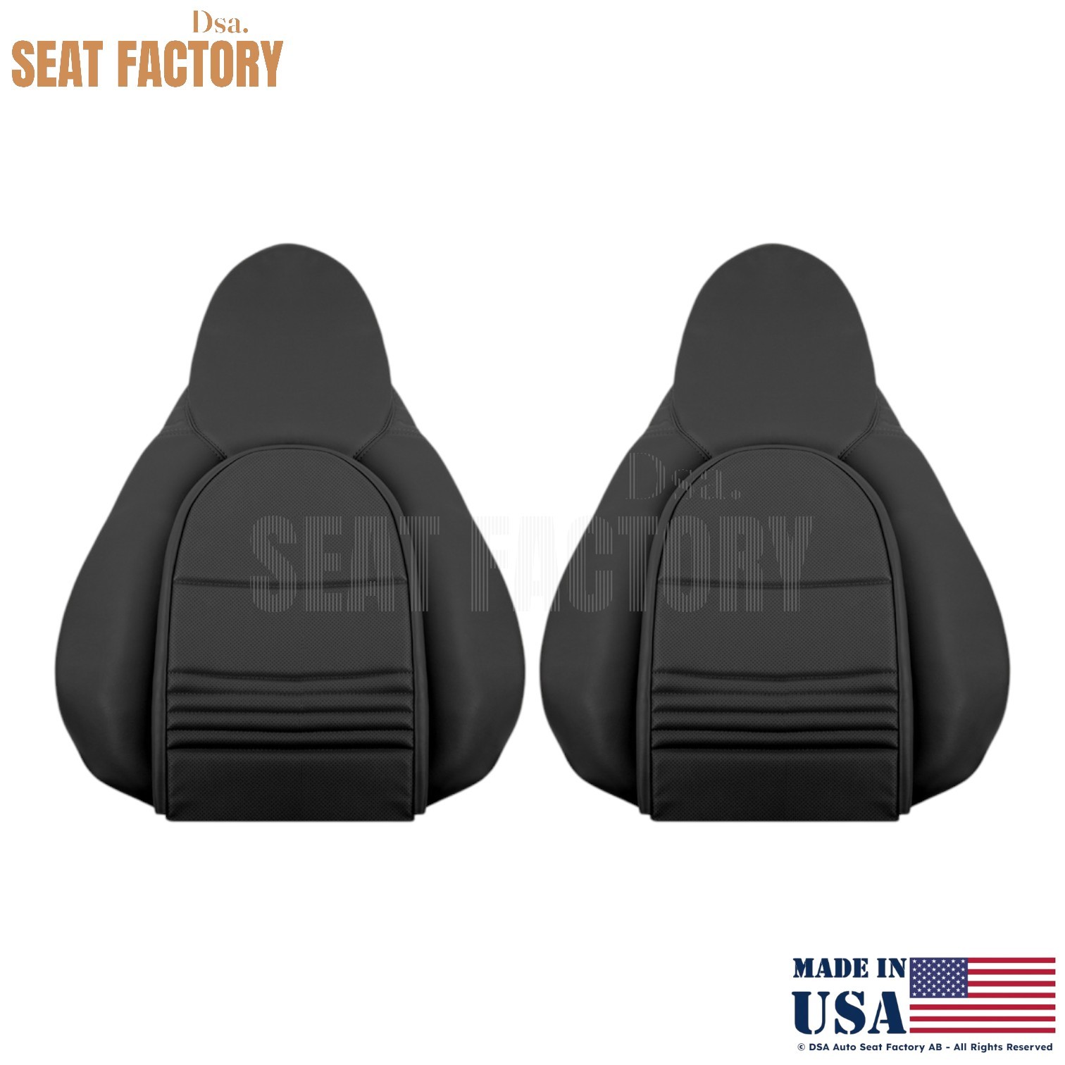 1998-2005 Fits Porsche 911 Front Top Replacement Seat Covers - Leather Black