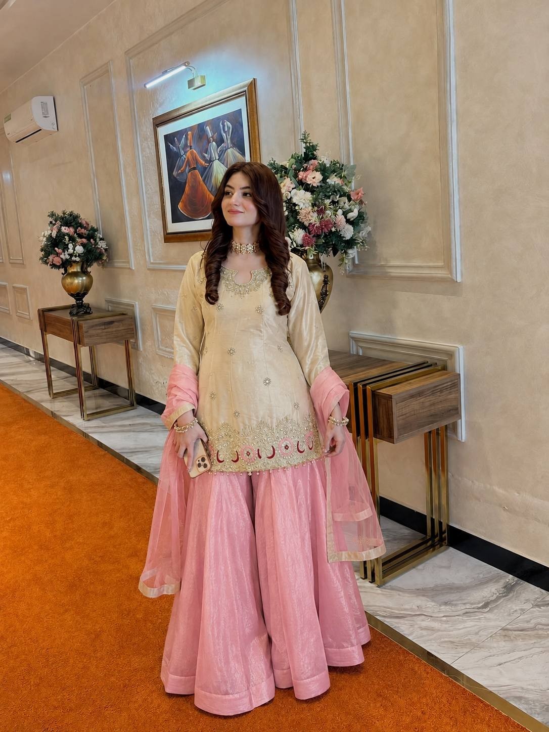 Women's Ready to Wear Heavy Crunchy Silk Top Palazzo Dupatta Set with Embroidery