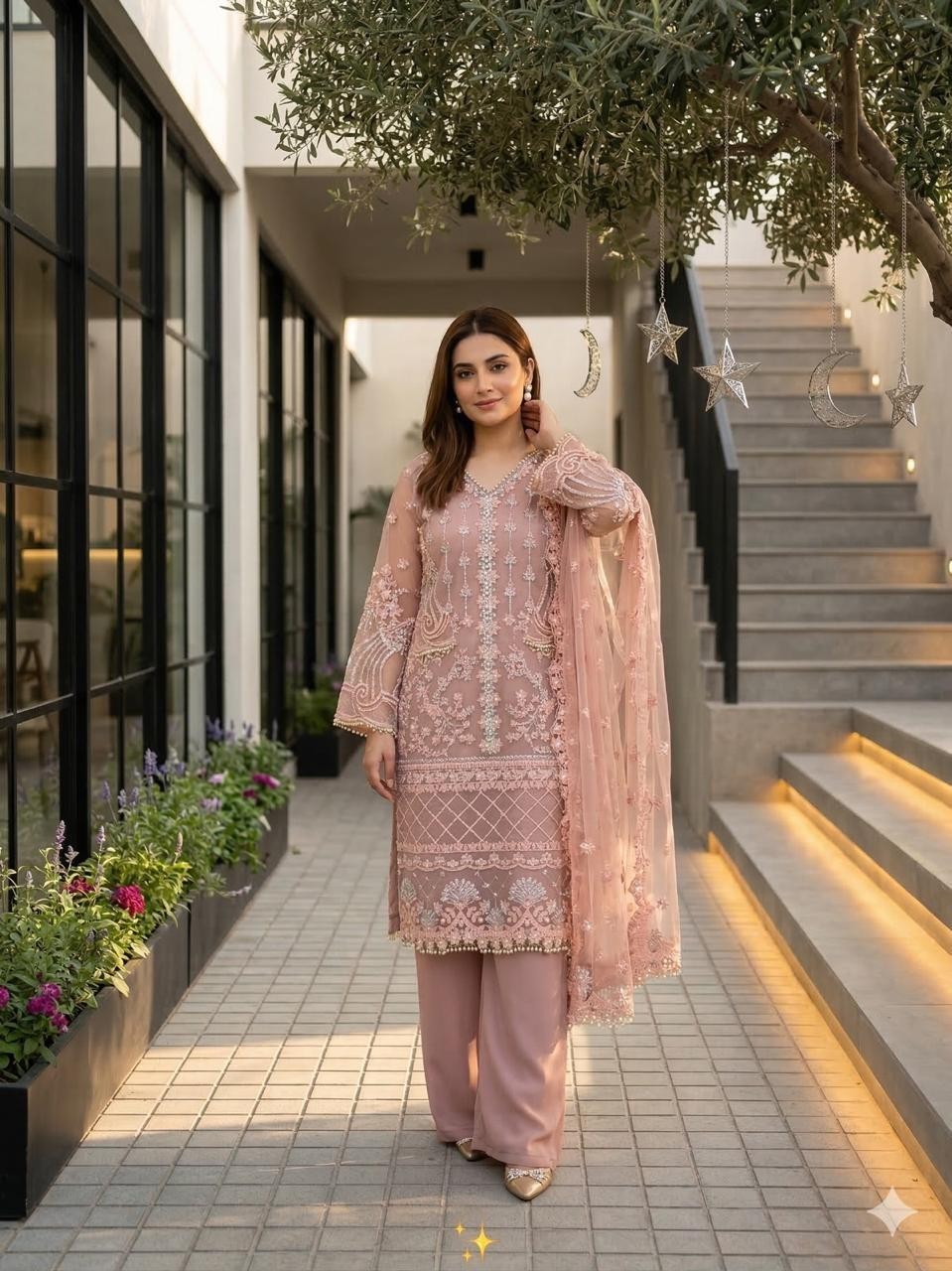 Elegant Designer Heavy Soft Net Silk Salwar Kameez With Net Dupatta For Women