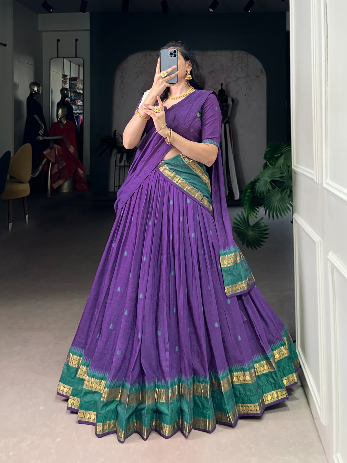 Pure Chanderi Silk Lehenga Choli Floral Print Party Wear Ghagra Choli Dupatta