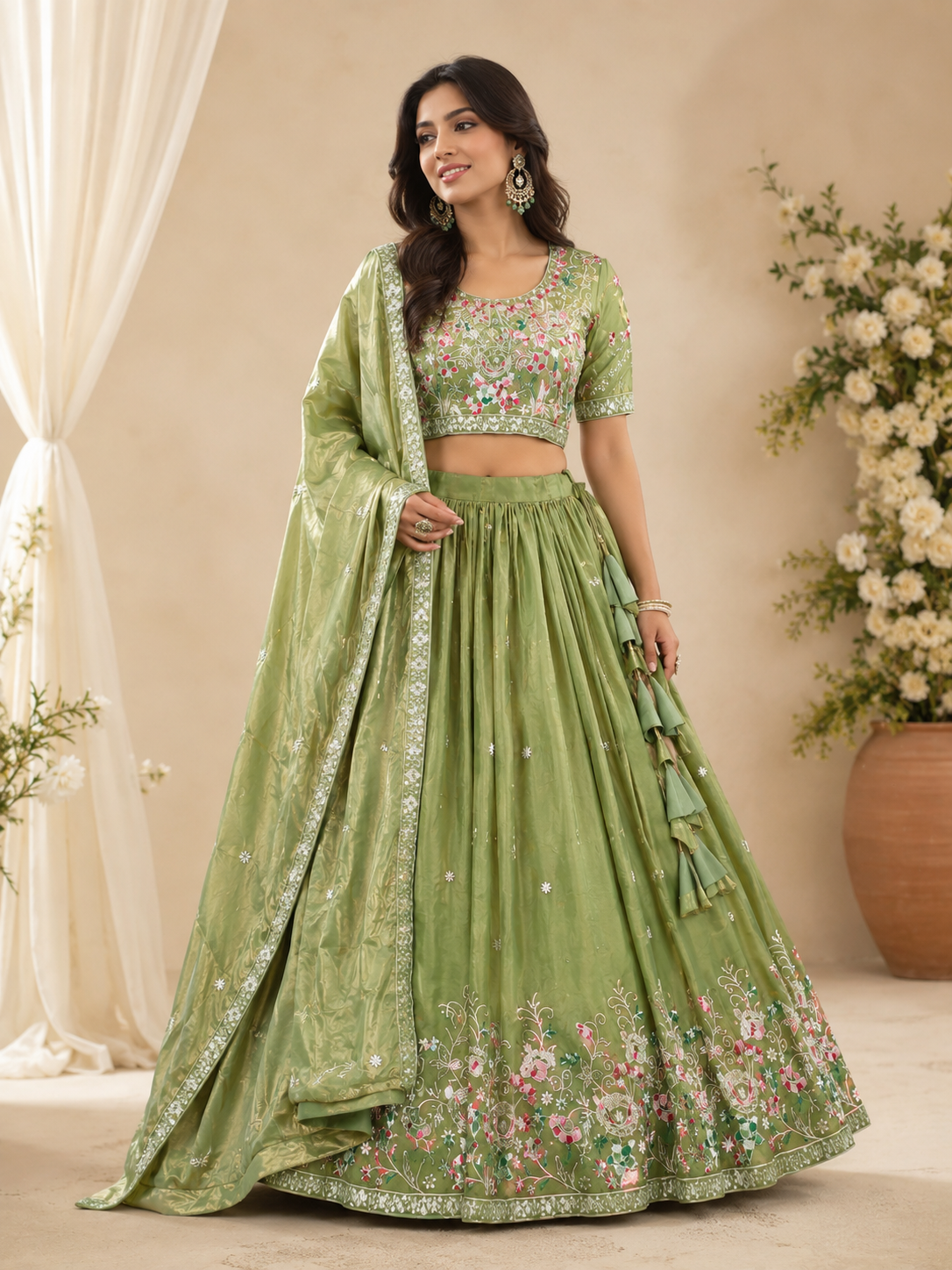 Women’s Indian Wedding Lehenga Unstitch Choli Designer Floral Party Wear Outfit