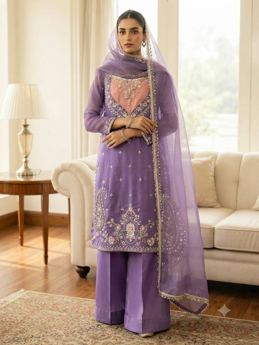 Women’s Festive Wear NC Moss Palazzo Suit Heavy Embroidery Sequin Indian Dress