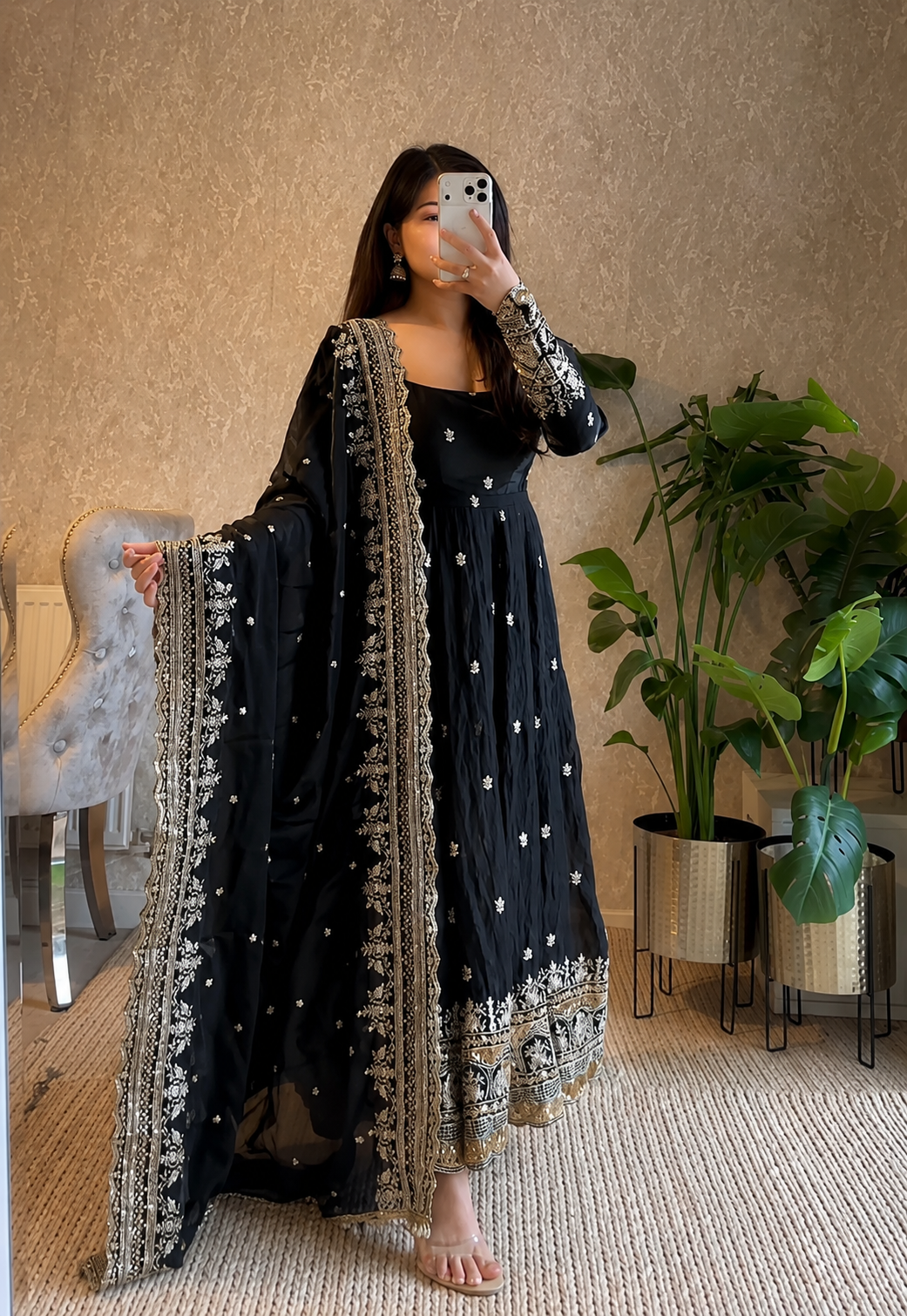 Fendy Silk Ready Made Anarkali Suit Heavy Embroidery Salwar Kameez Dupatta Party
