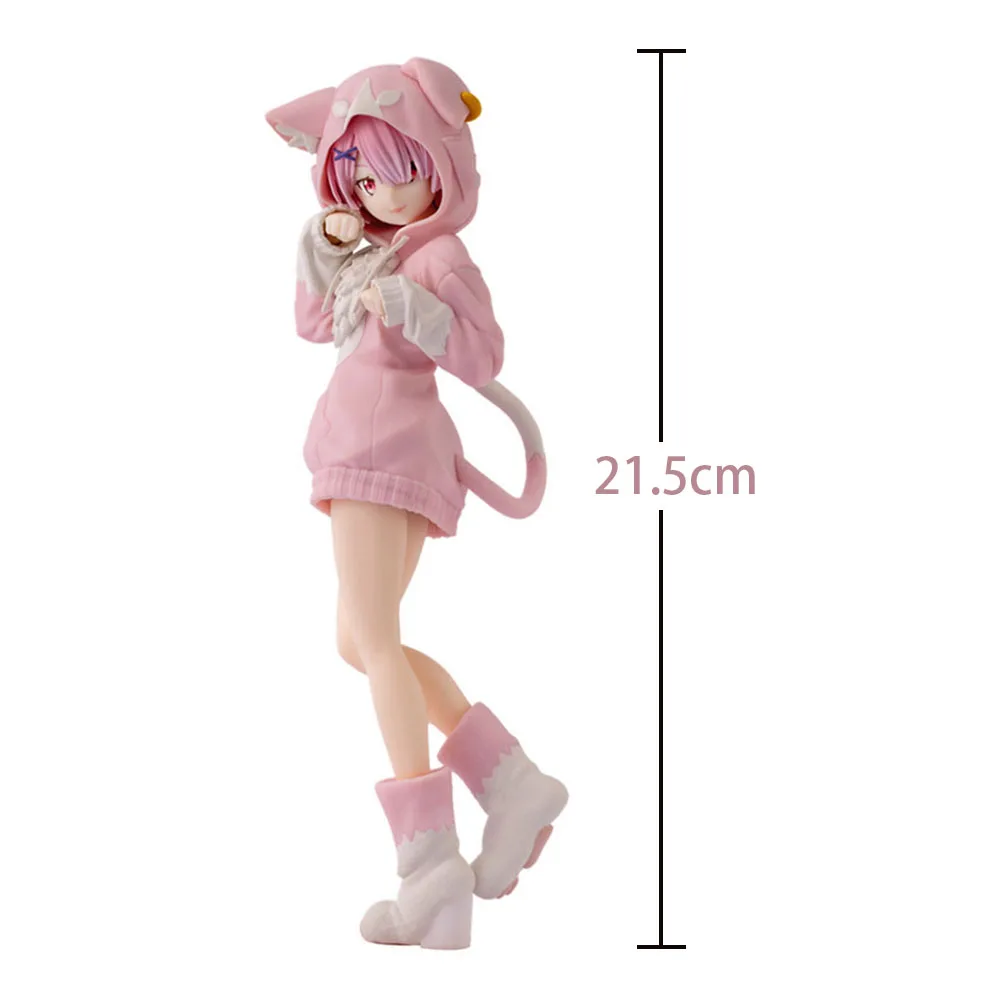 22CM Remu Action Figure with Cat Ears – Rem Ram PVC Model Doll Gift