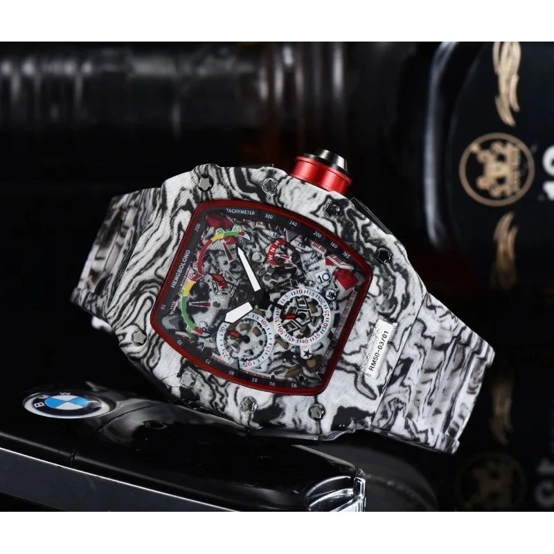 Skull Leopard Print Tonneau Quartz Watch for Men Starperish Waterproof Luminous