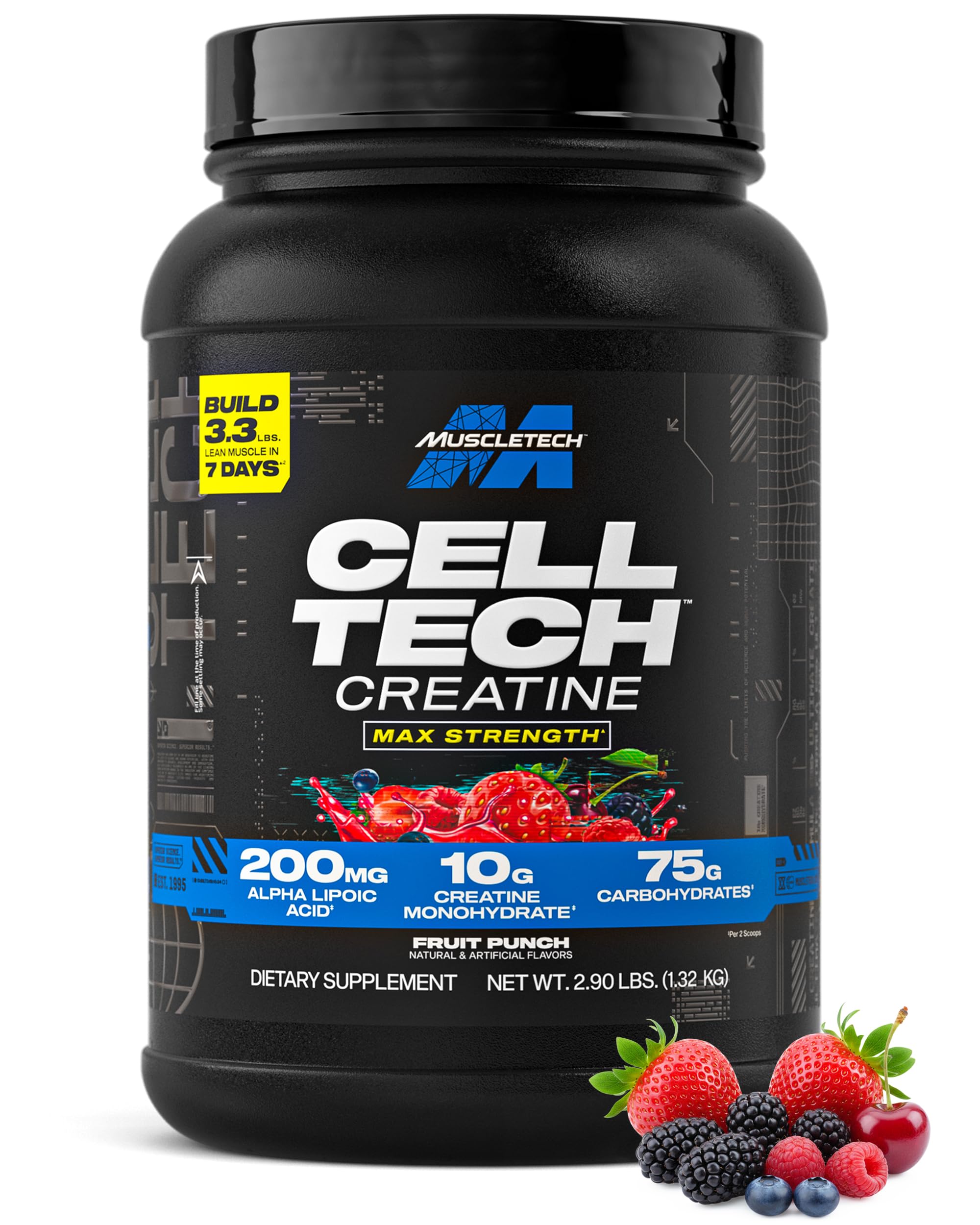 MuscleTech Cell-Tech Creatine Monohydrate Powder, Fruit Punch, 6 lbs, Exp. 7/28