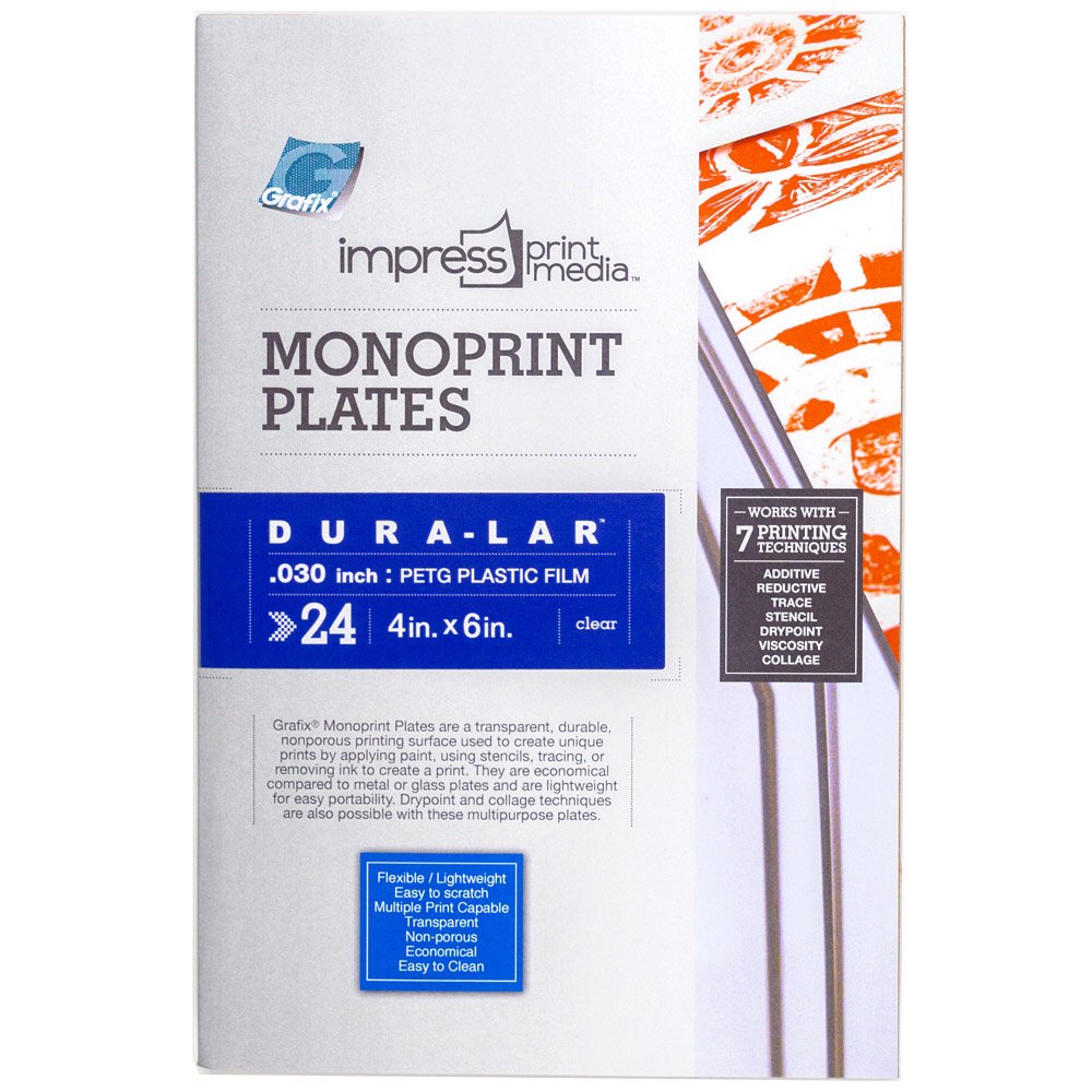 Grafix Impress Print Media Monoprint Plates, 6″ x 8″, 24 Pack, Transparent, New!