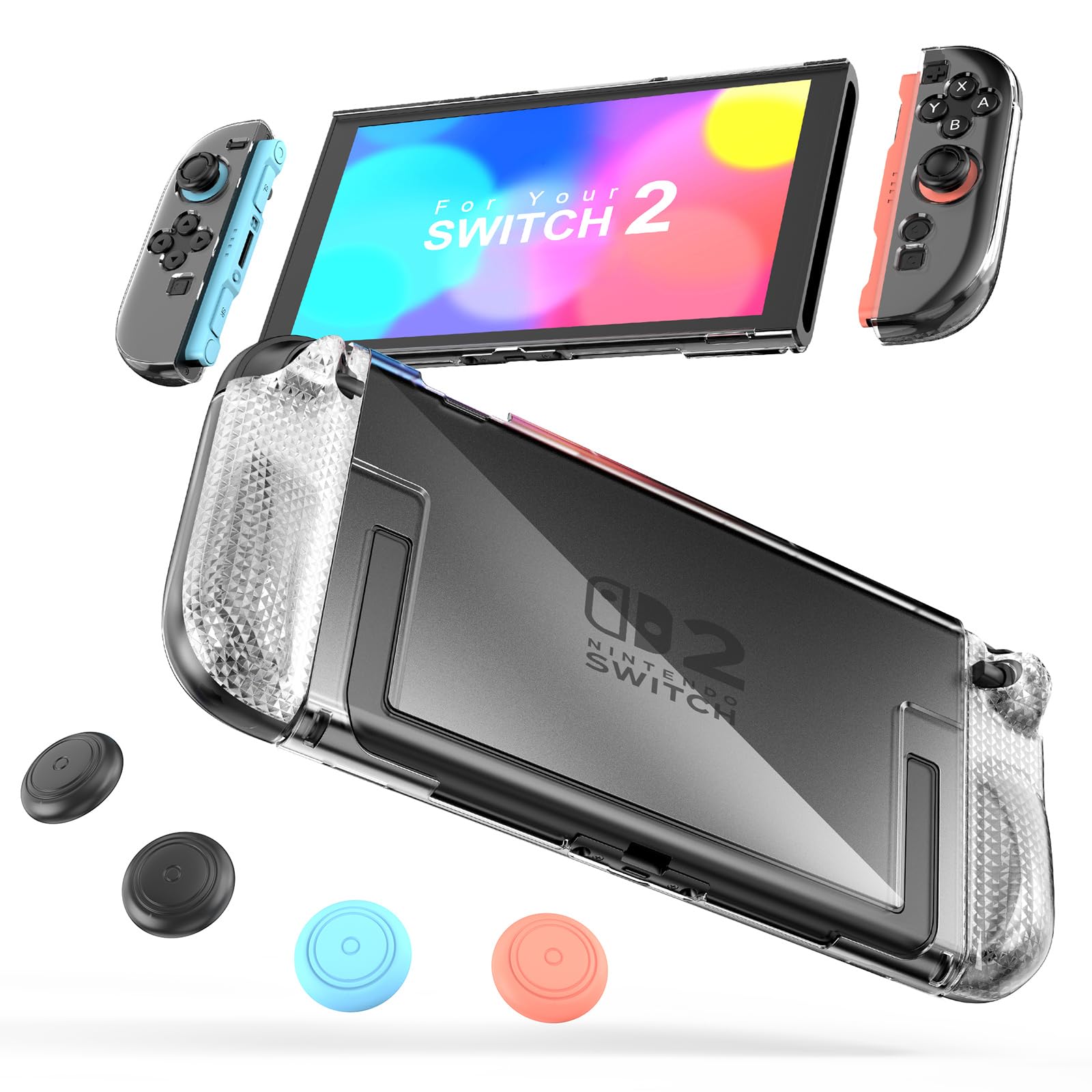Clear Dockable Protective Case for Nintendo Switch 2 (2025) Transparent TPU Grip
