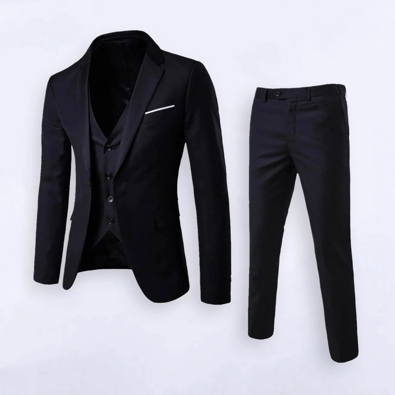 Luxury 2 Piece Men’s Suit Slim Fit Solid Color Wedding Business Office Formal Se