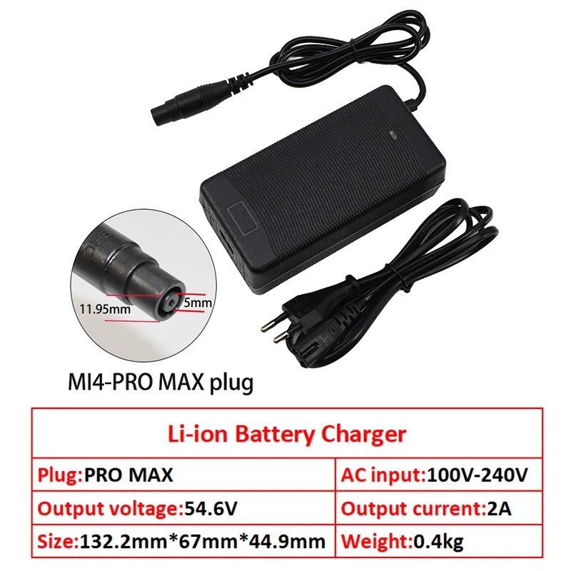 54.6V 2A Charger for 48v 53.6V 2A Li-ion Battery 13S Battery Pack Plug Connector