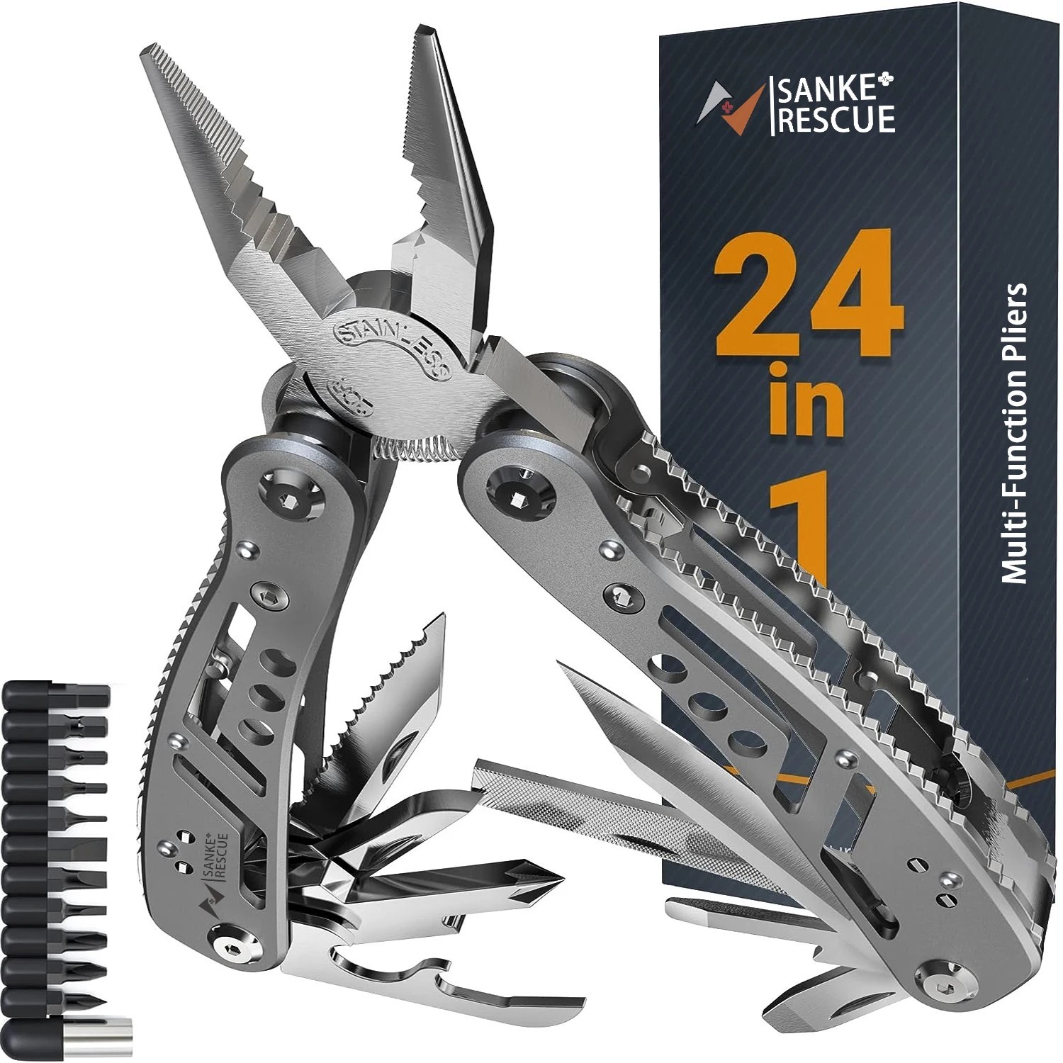 24-in-1 Professional Multitool Pliers Stainless Steel Pocket Tool with Sheath Vi