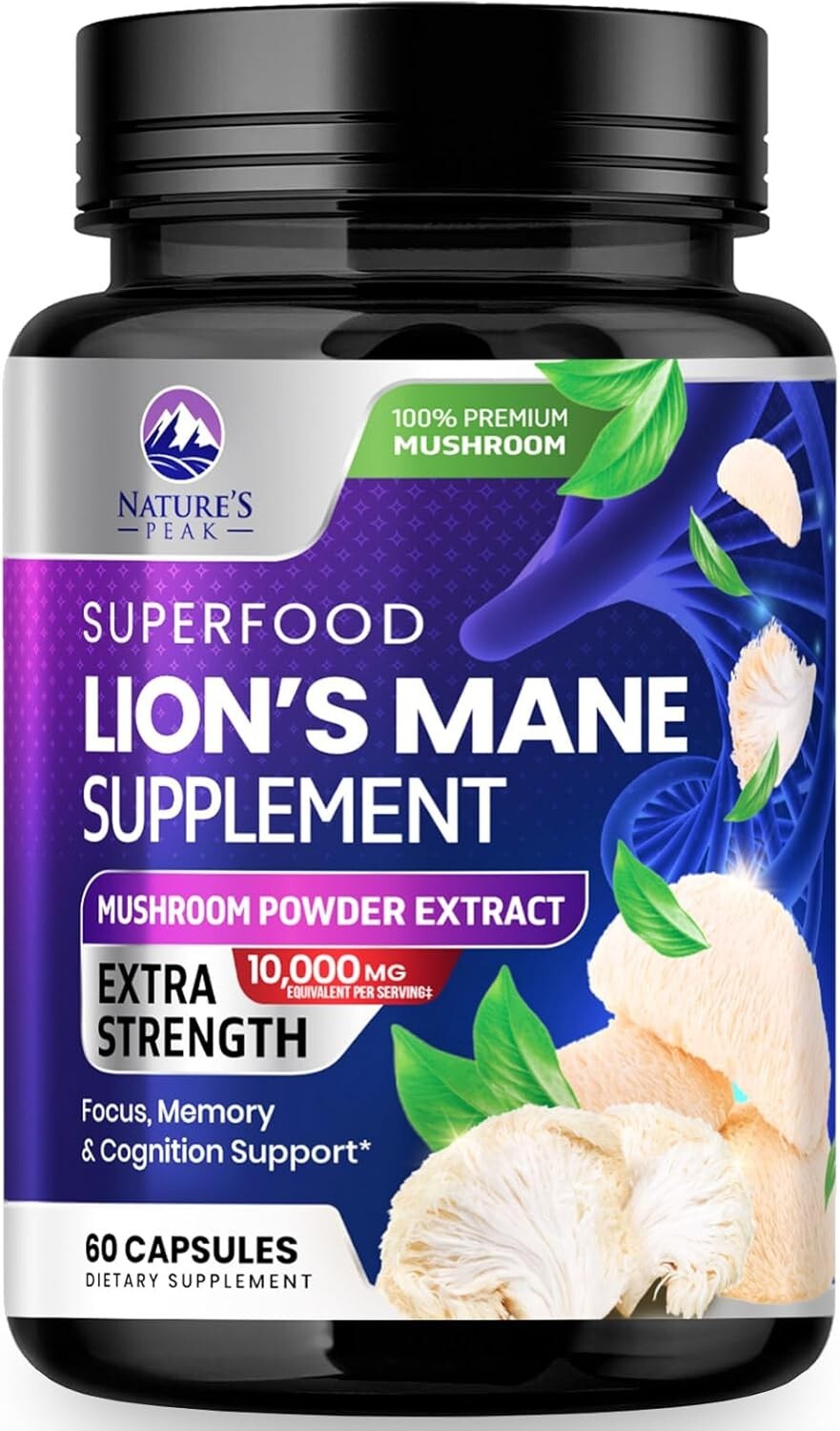 Lions Mane Supplement 10000mg for Memory Focus Brain Immune Support