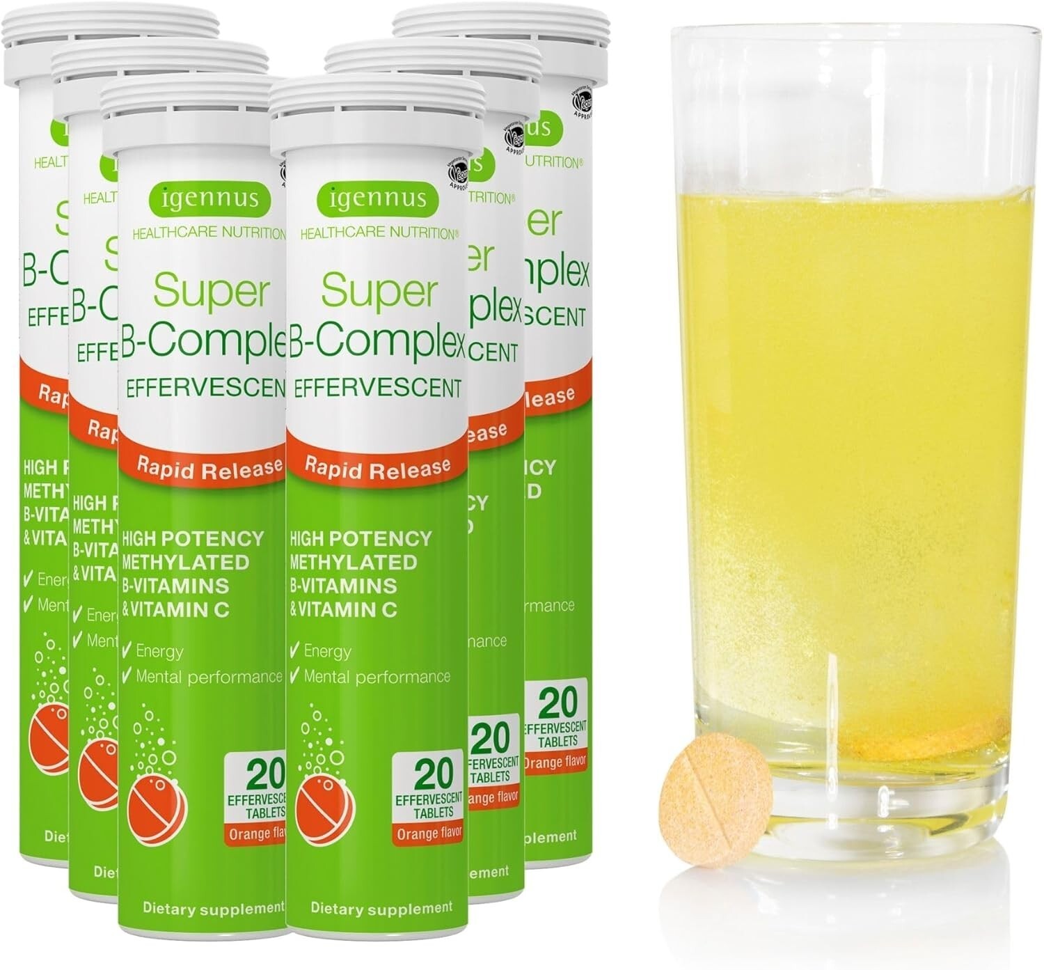 Igennus Super B Complex Methylated B Vitamins with Methylfolate B12 Vegan