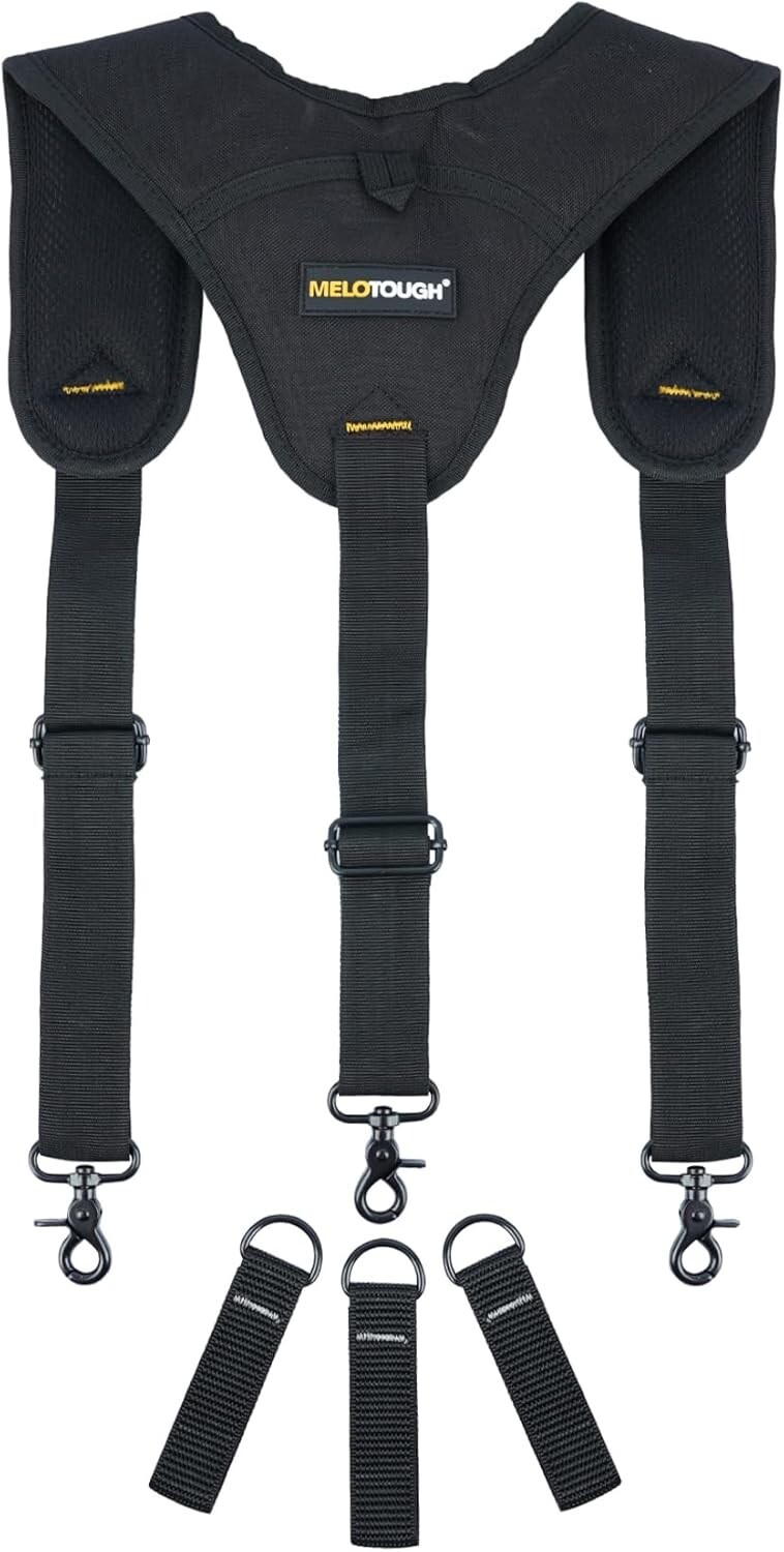 Tool Belt Suspenders Adjustable with Padded Shoulders and 4 Loop Attachments