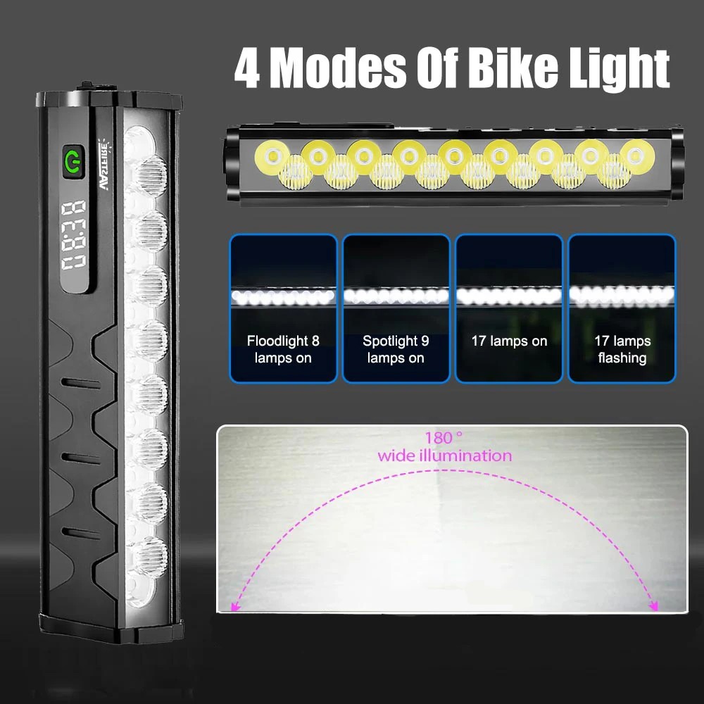 VASTFIRE Bicycle Front Light | 17 LED 25500 Lumen | Waterproof | USB Charging