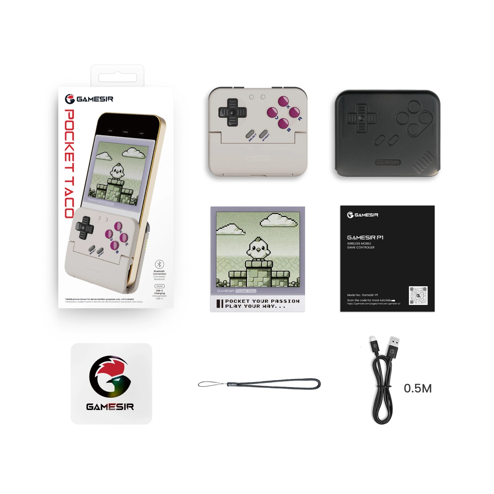 GameSir Pocket Taco Mobile Controller – Bluetooth Retro Gamepad for Android/iOS