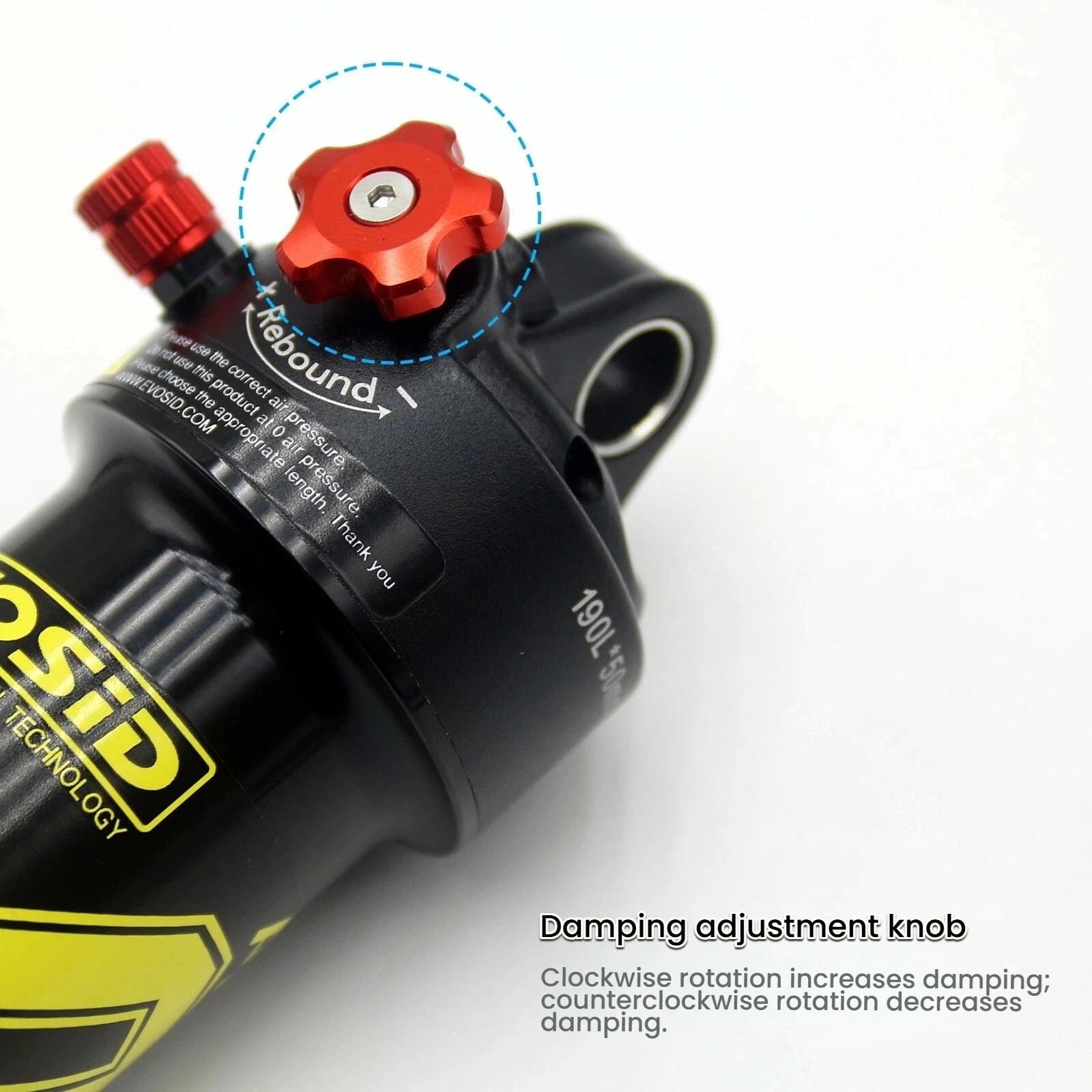 EVOSID MTB 165mm Adjustable Air Shock Absorber for Mountain Bikes