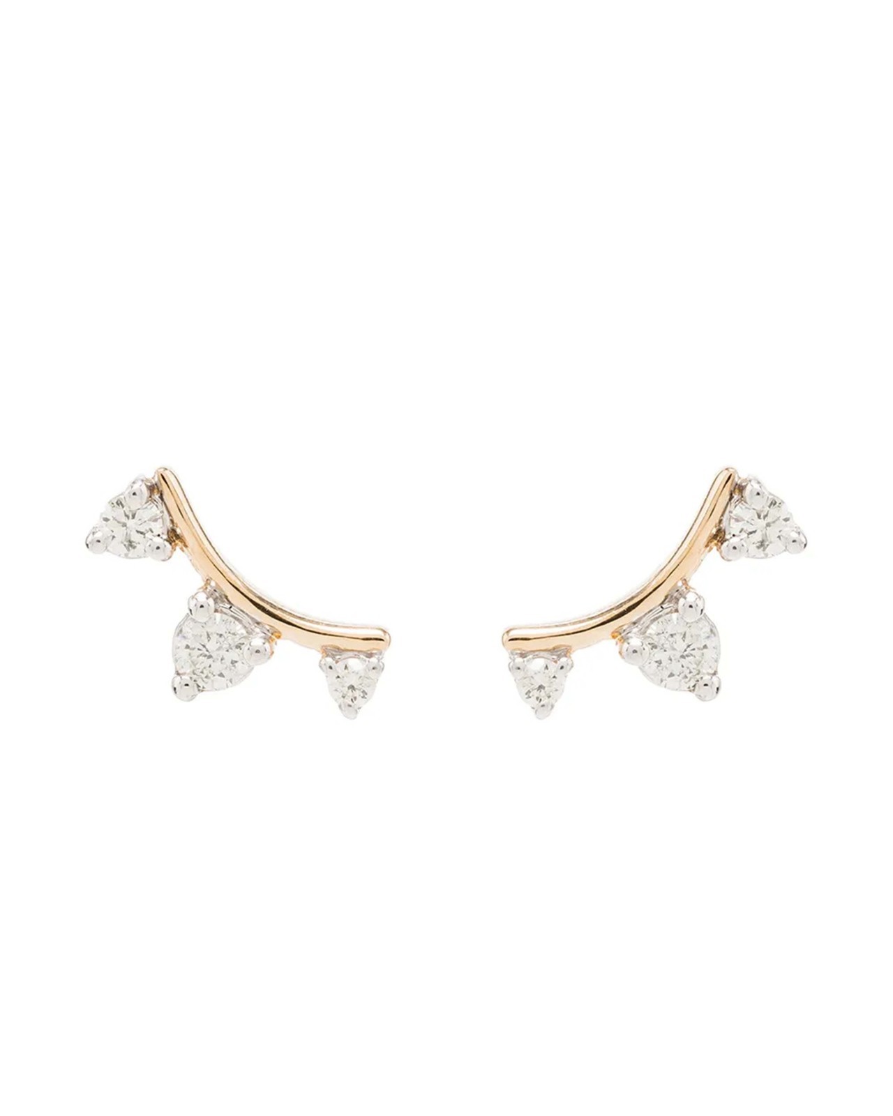 14K Gold Diamond Ear Climber Earrings | Elegant Curved Studs for All-Day Wear