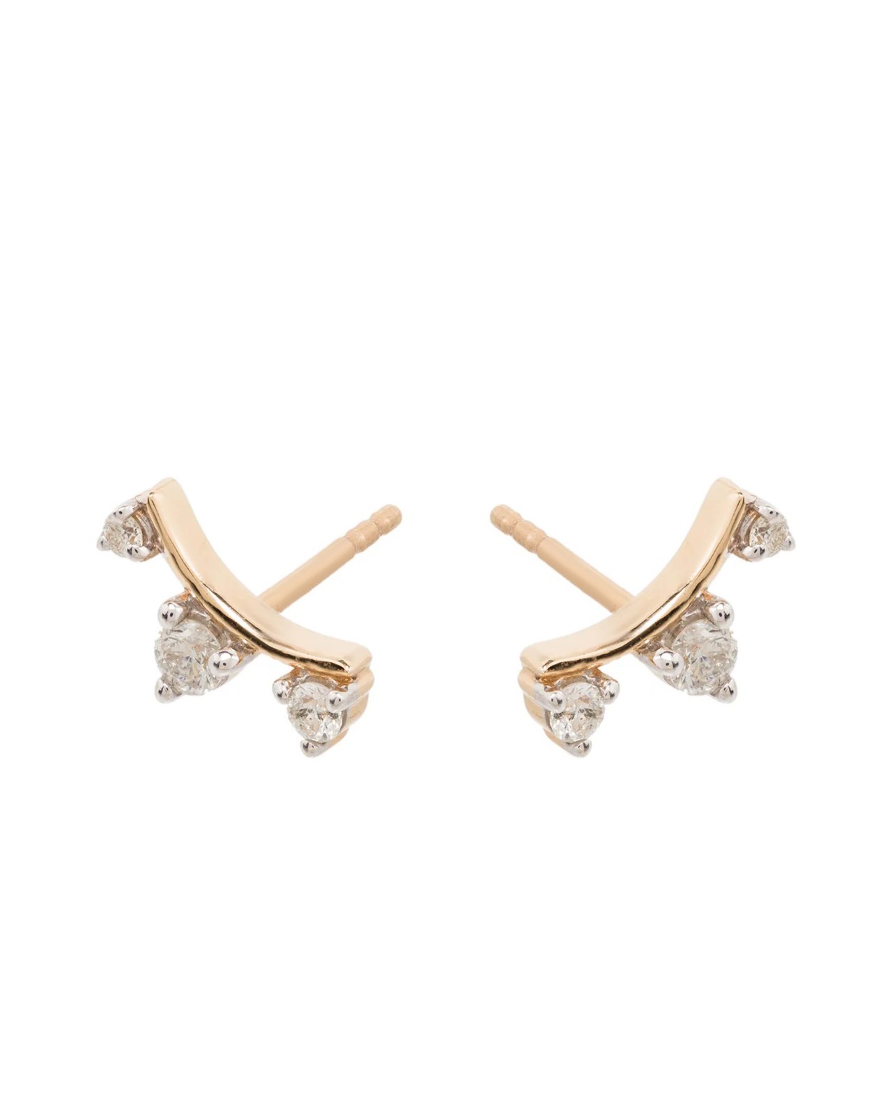 14K Gold Diamond Ear Climber Earrings | Elegant Curved Studs for All-Day Wear