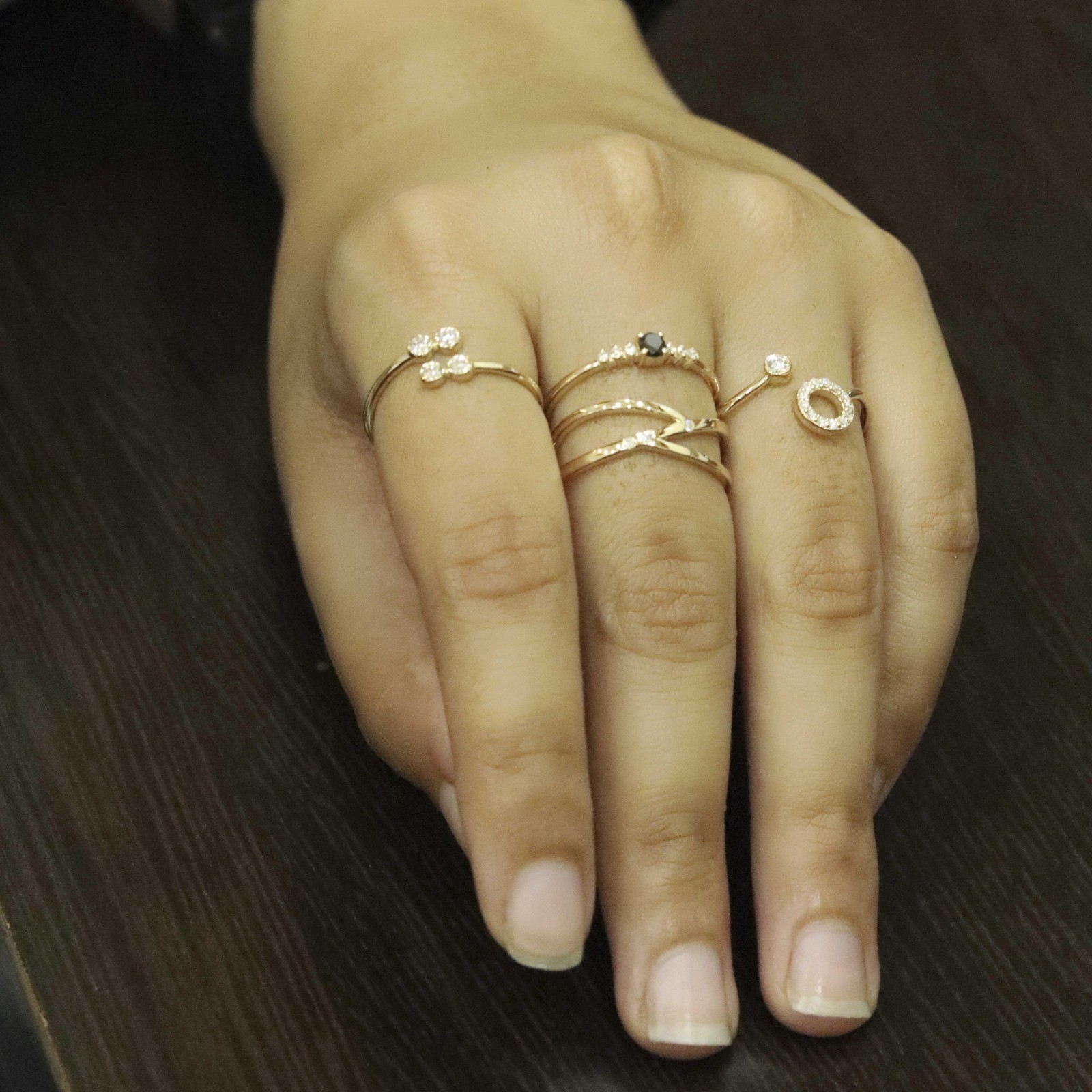 14K Gold Blue Topaz Open Cuff Ring, Unique Minimalist Gift for Women, Size 3-8 - Picture 1 of 4