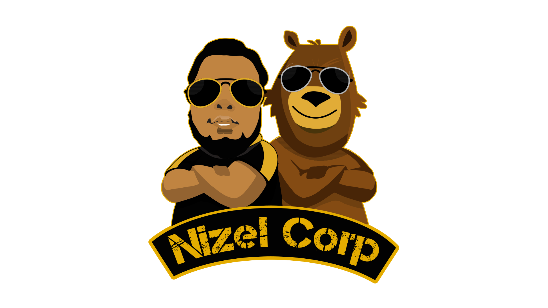 nizel corporation logo yellow outline detailed man bear
