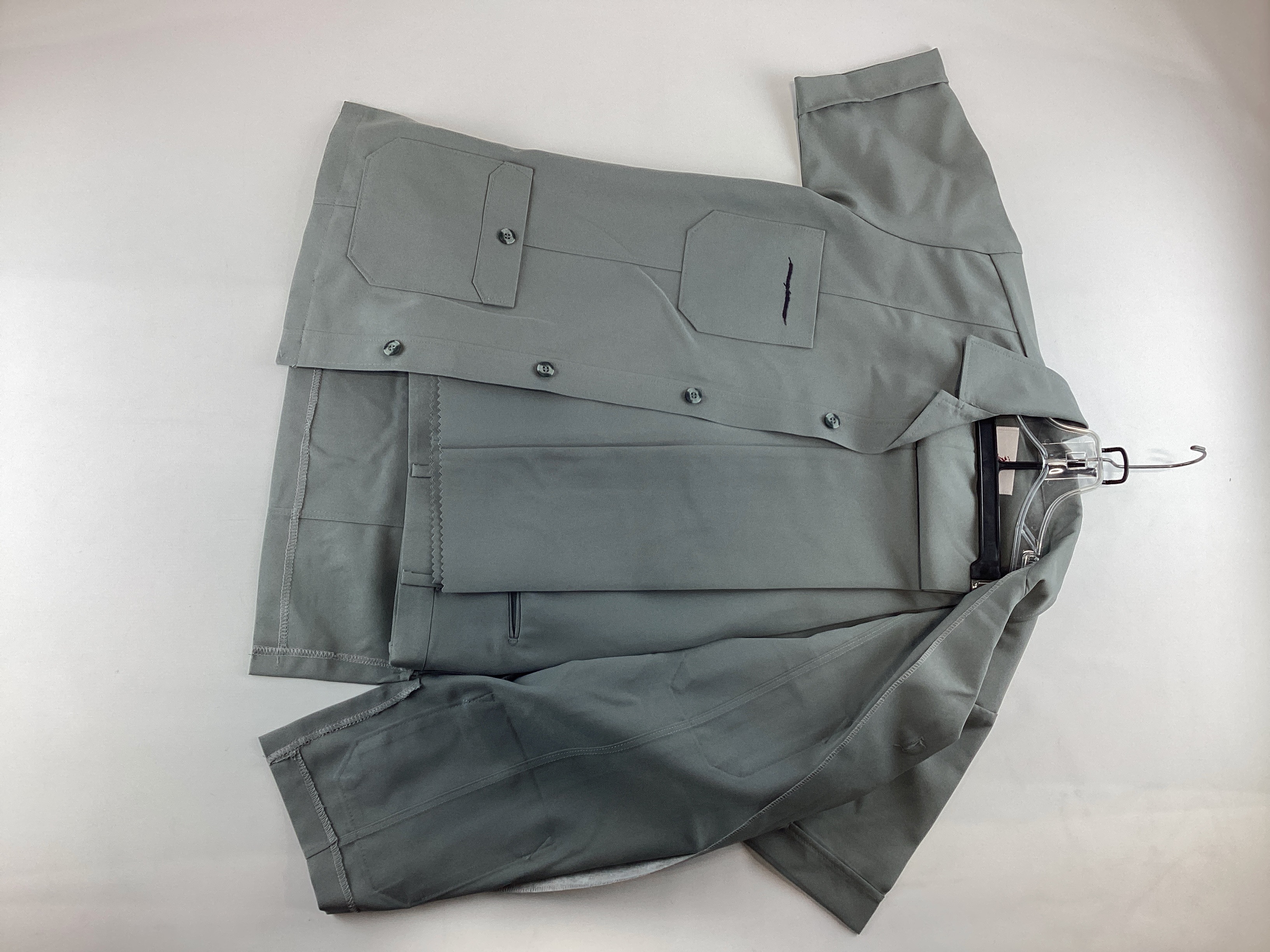 Mens A.A. Fogley Company Gray Short Sleeve Button Up Shirt Pants Set 36R W30 NEW - Picture 1 of 4
