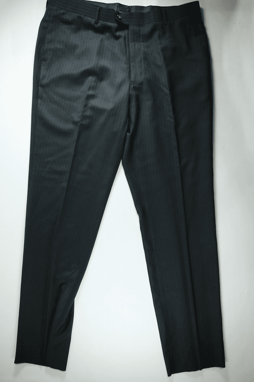 Mens Black Chalk Stripe Flat Front Dress Pants 38W NEW | eBay