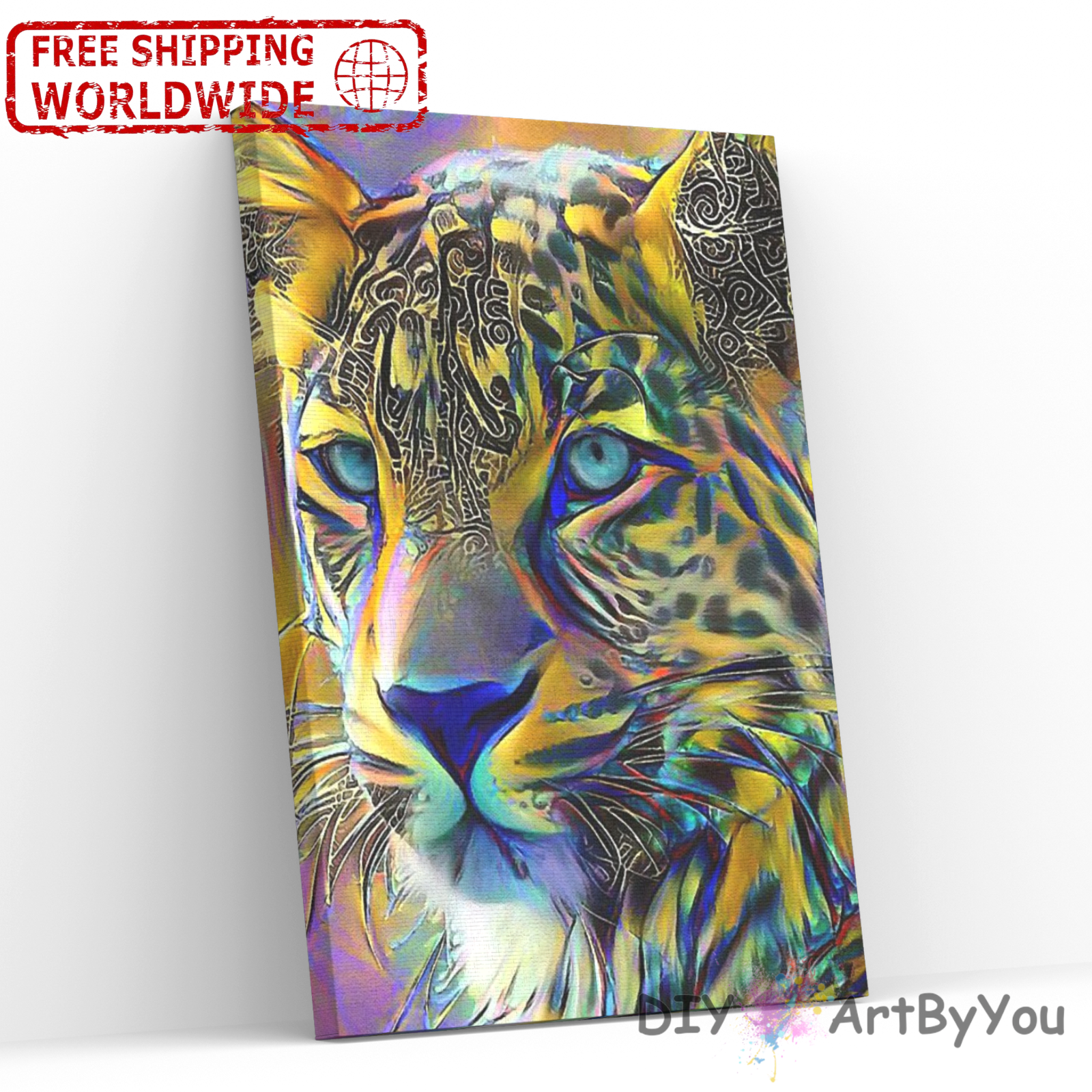 Paint By Numbers Kit Tiger Animal Abstract Brush DIY Home Adult Kids Decor Draw