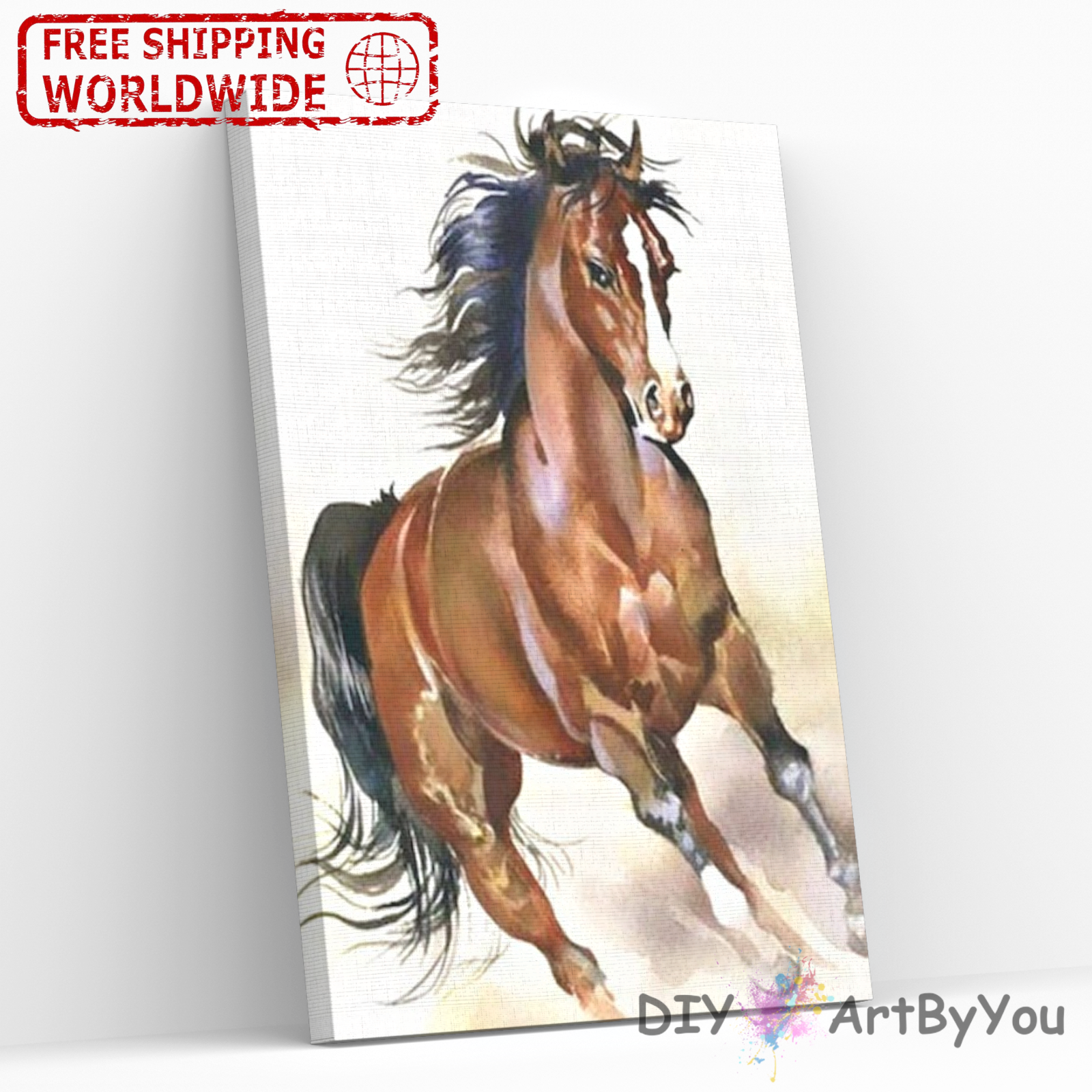 Paint By Numbers Kit Horse Animal Adult DIY Home Canvas Brush Beginner Kids Wall