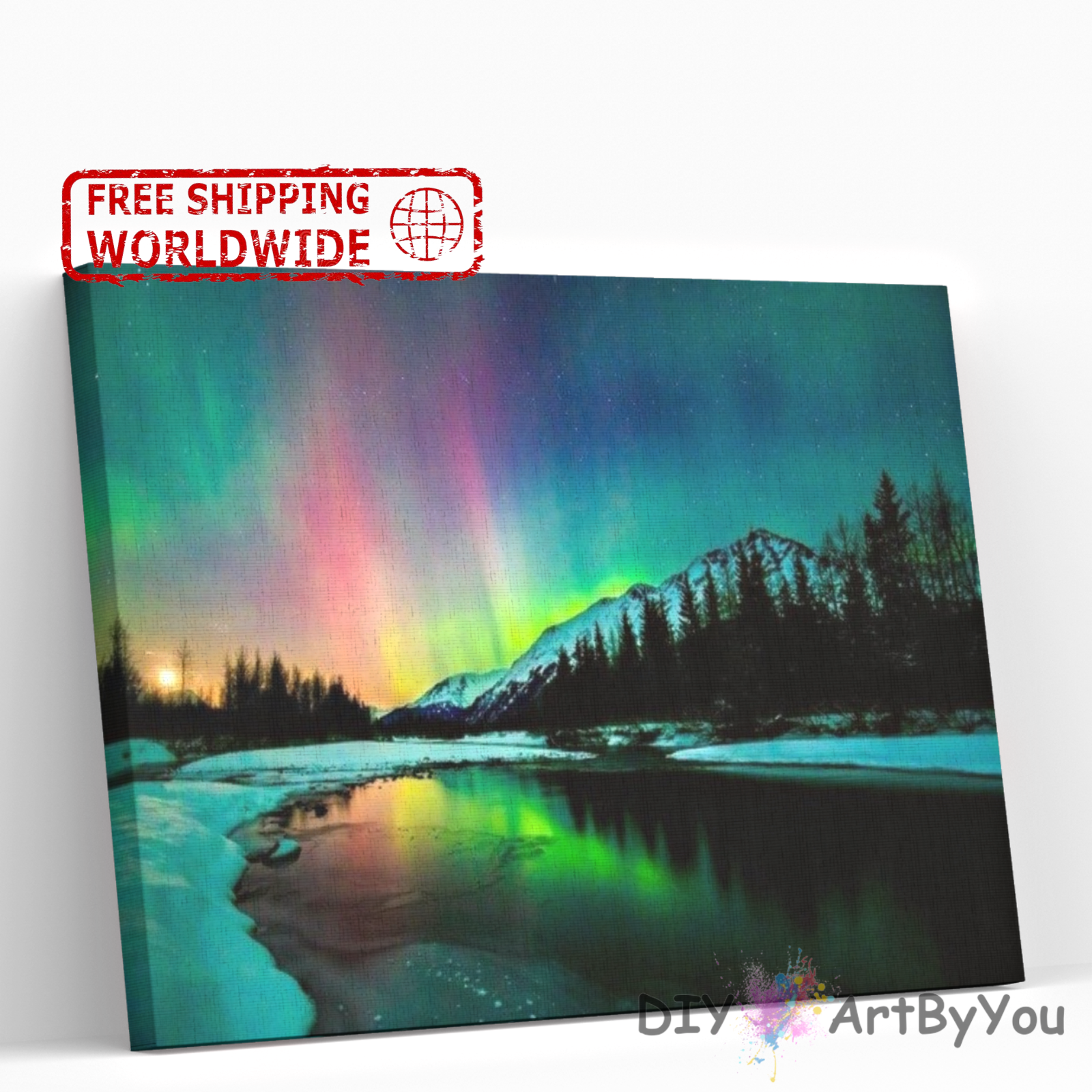 RARE Paint By Numbers Kit Aurora Abstract Acrylic Framed Oil Wall Kids Adult DIY