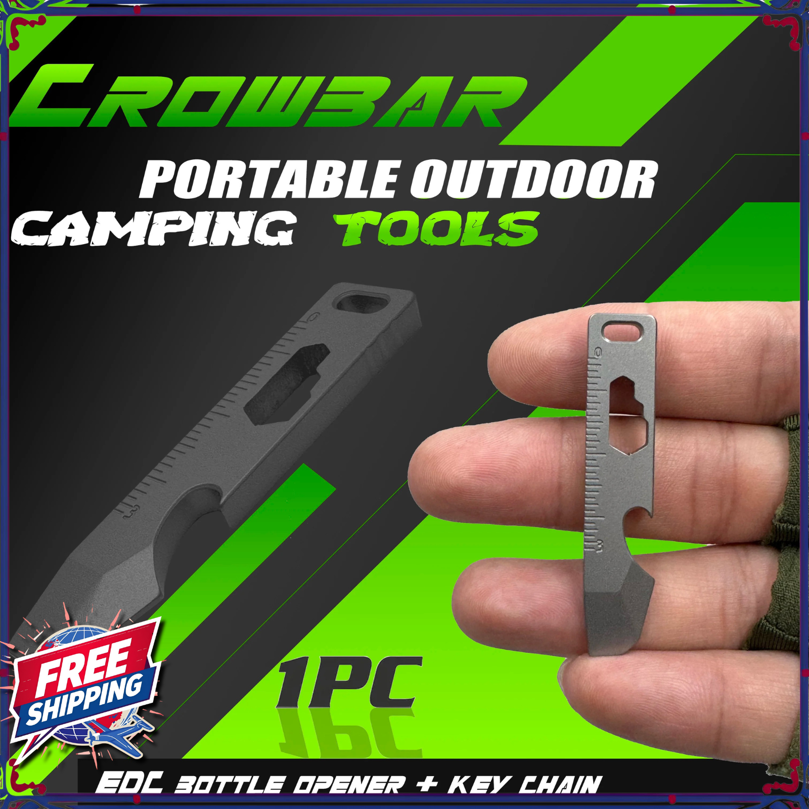 Multi Tool Titanium Alloy EDC Mini Pry Bar Keychain Pocket Crowbar Opener Cutter