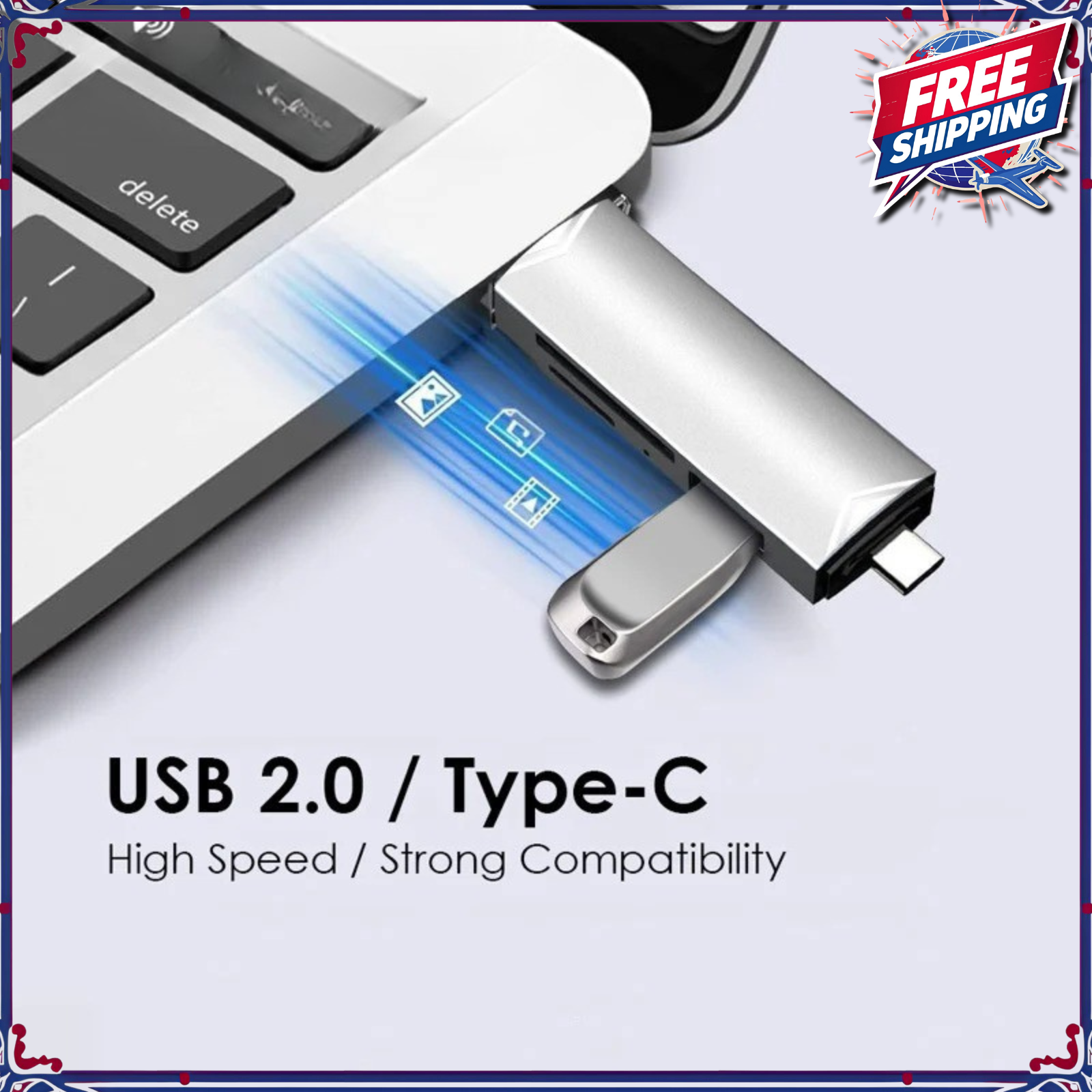 Micro USB SD TF 6-in-1 USB 3.0 Type-C Memory Card Reader OTG Adapter Laptop PC